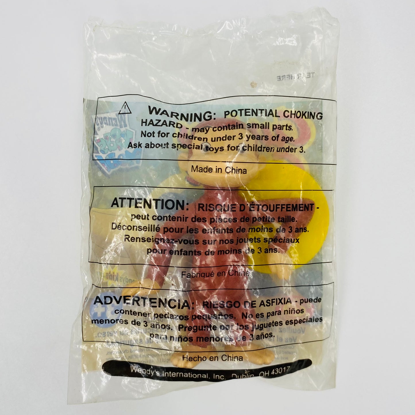Curious George figure Wendy's Kids' Meal toy (2006) bagged
