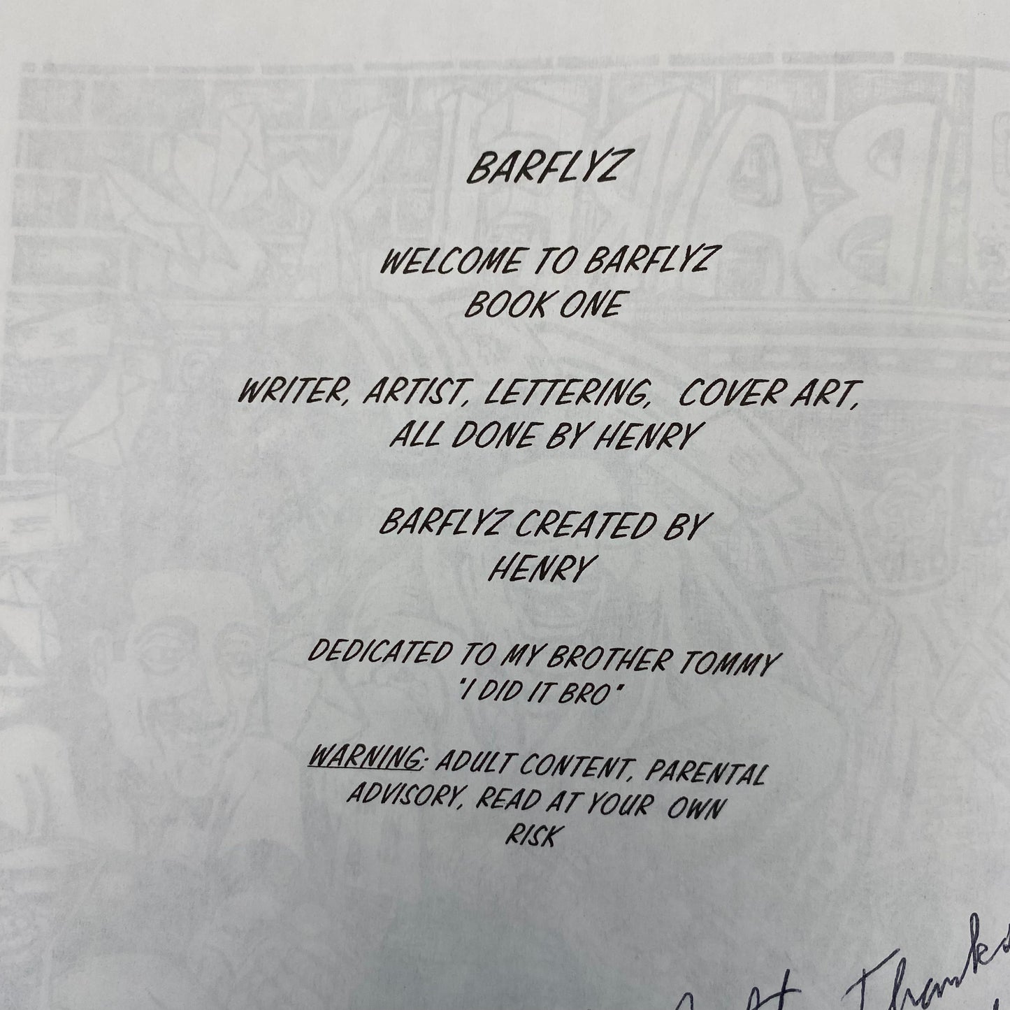 Barflyz #1 (1999) Knowhereland (FN) SIGNED