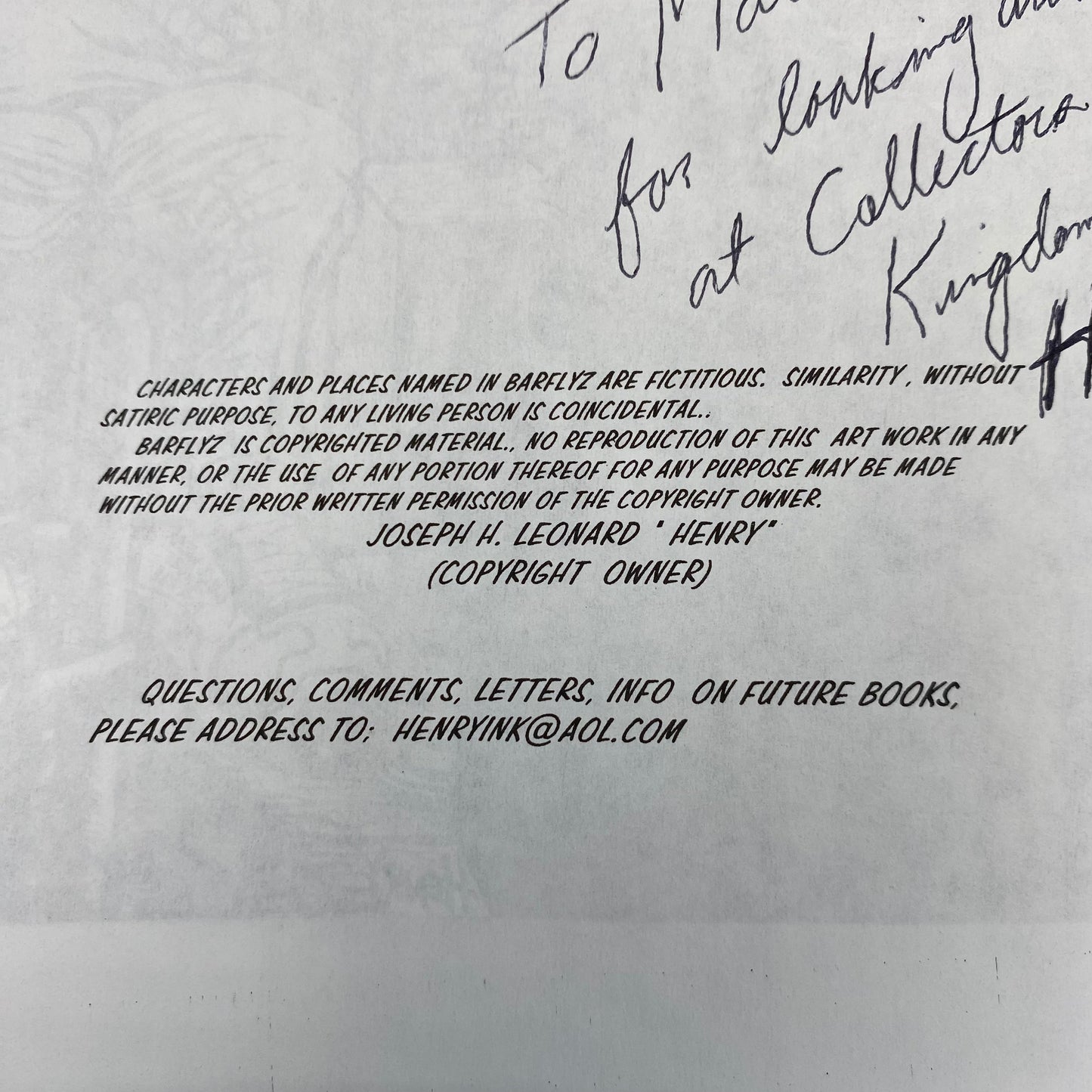 Barflyz #1 (1999) Knowhereland (FN) SIGNED