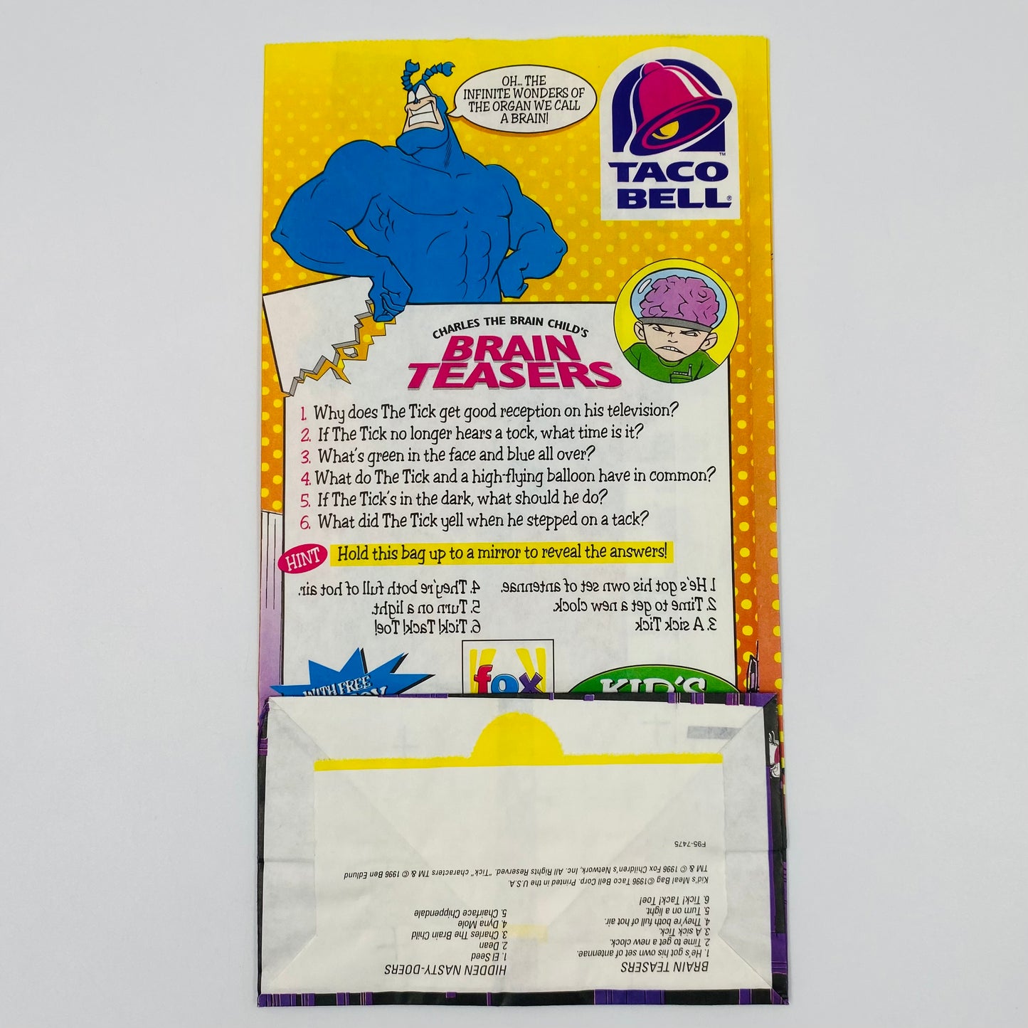 The Tick Taco Bell Kid’s Meal bag (1996)