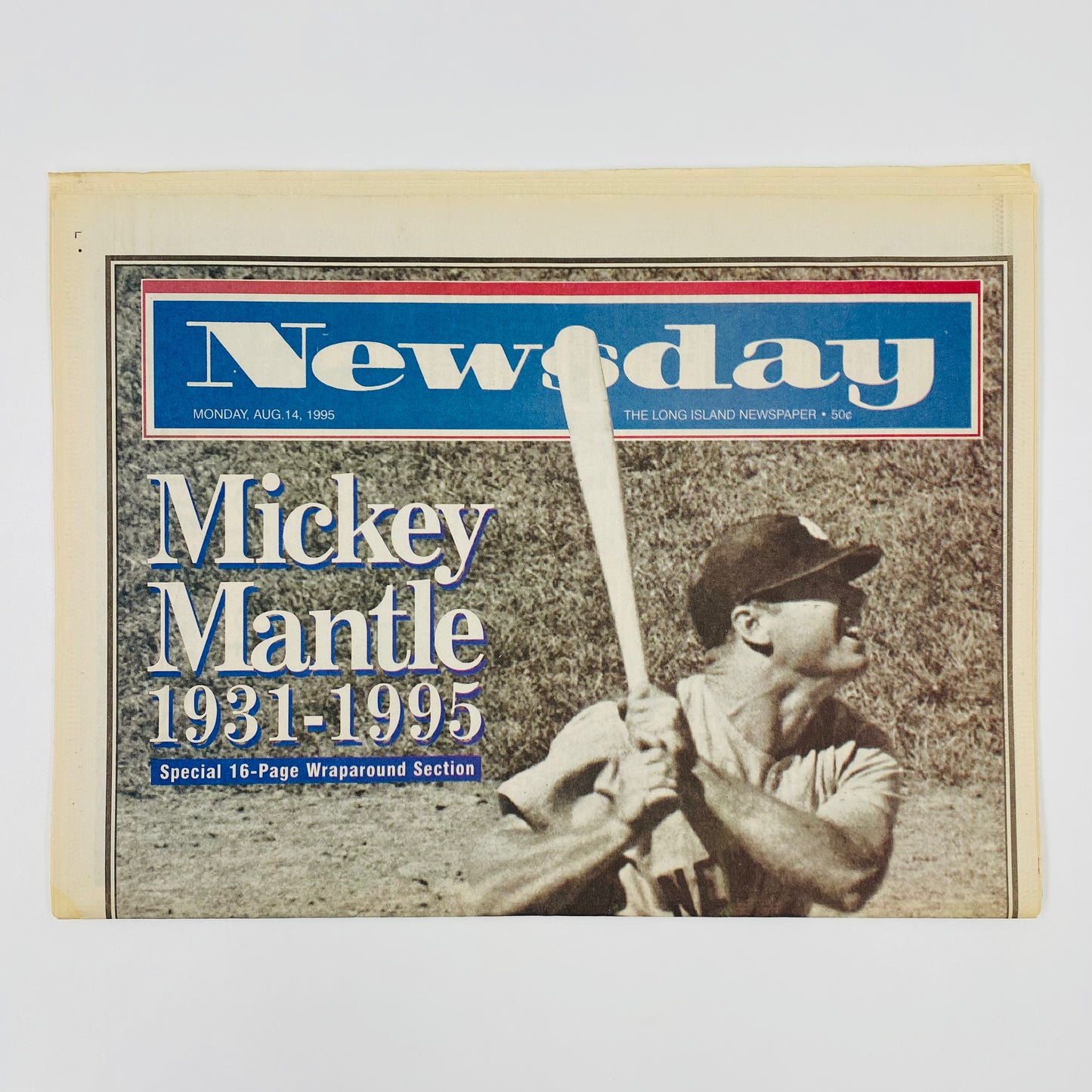 Newsday “The Long Island Newspaper” Monday, Aug. 14, 1995 Mickey Mantle Tribute 1931-1995