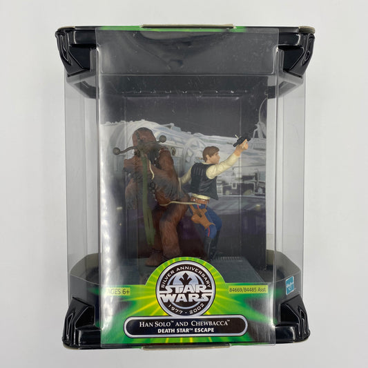 Star Wars Power of the Jedi 25th Anniversary Han Solo and Chewbacca Death Star Escape boxed 3.75” figures (2002) Hasbro