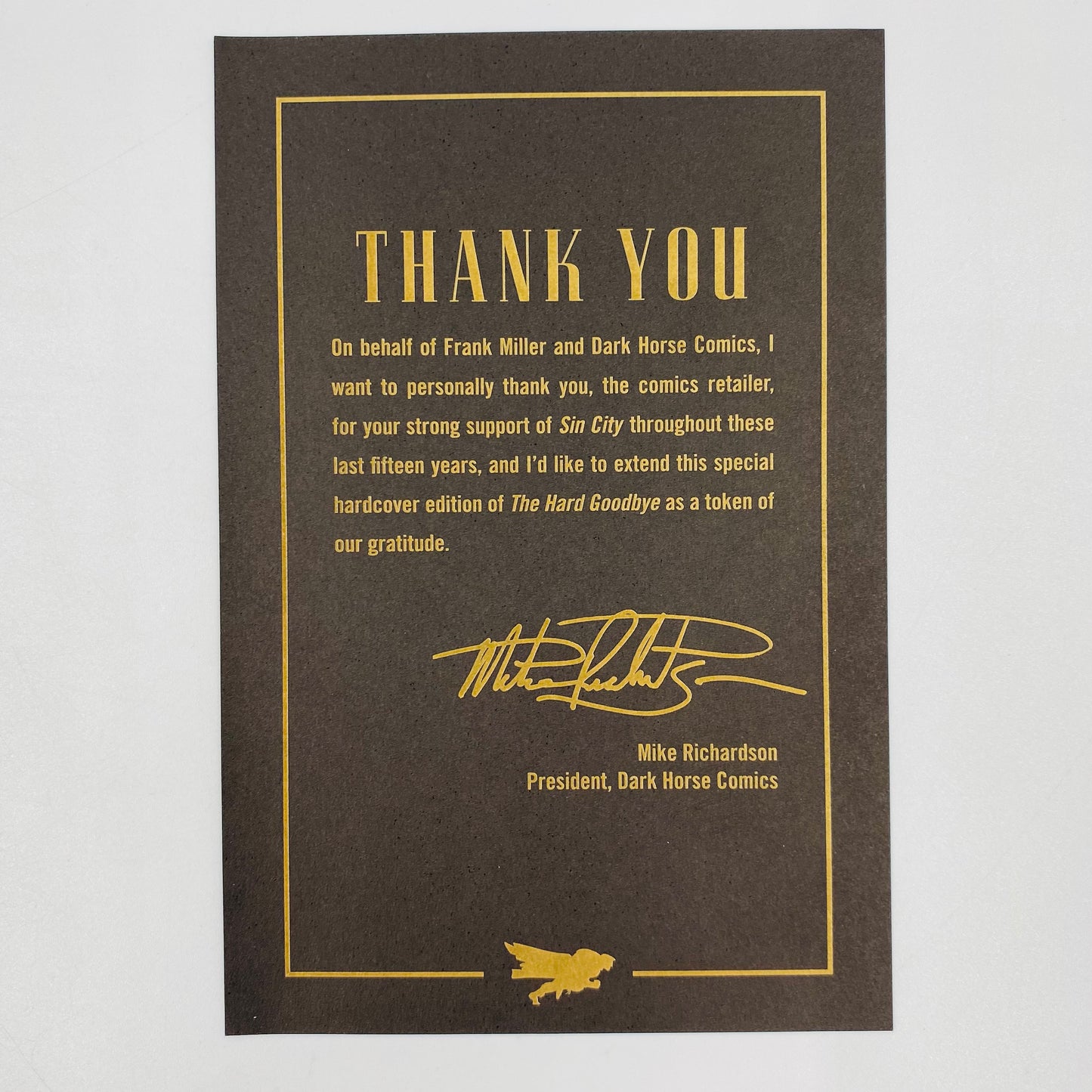 Sin City The Hard Goodbye comics retailer thank you edition HC (2006) Dark Horse