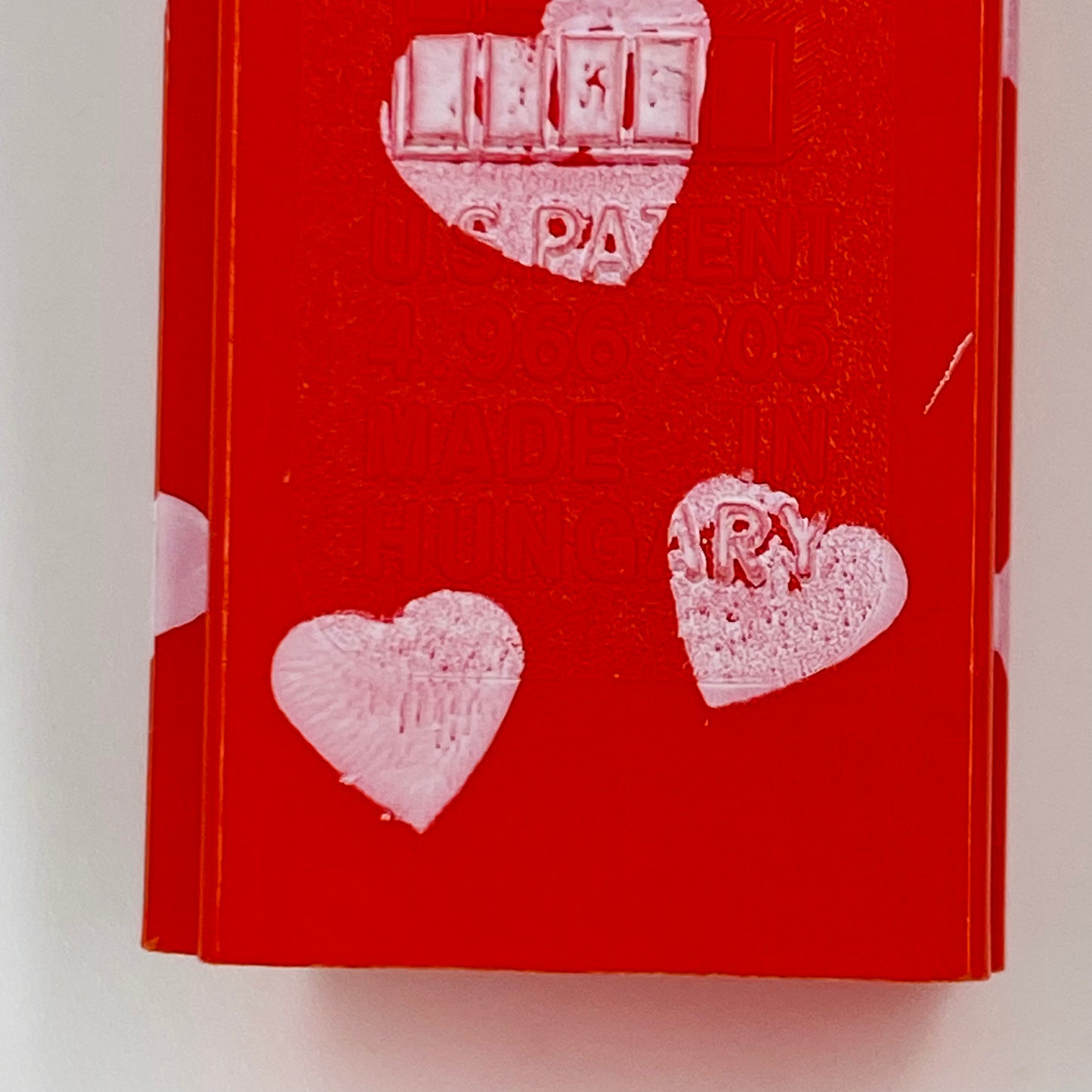 Valentine's Day Heart red on red with white hearts “Happy Valentine's Day” PEZ dispenser (2003) loose 4.9 Hungary