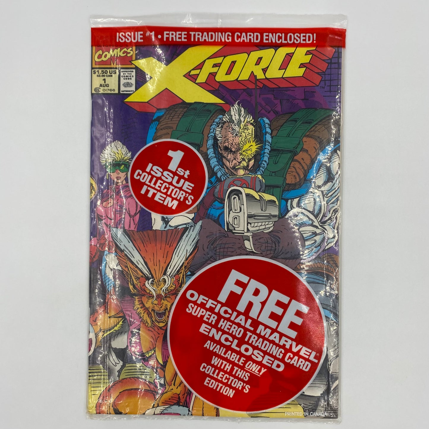 X-Force #1 bagged/Cable card/negative UPC (1991) Marvel