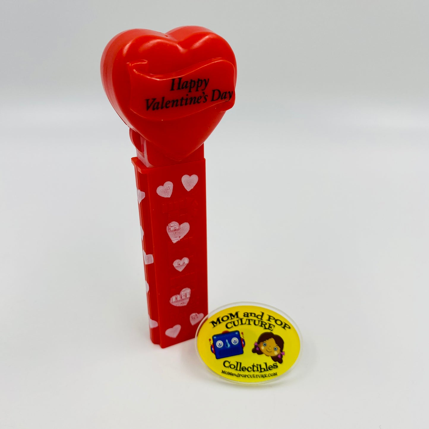 Valentine's Day Heart red on red with white hearts “Happy Valentine's Day” PEZ dispenser (2003) loose 4.9 Hungary
