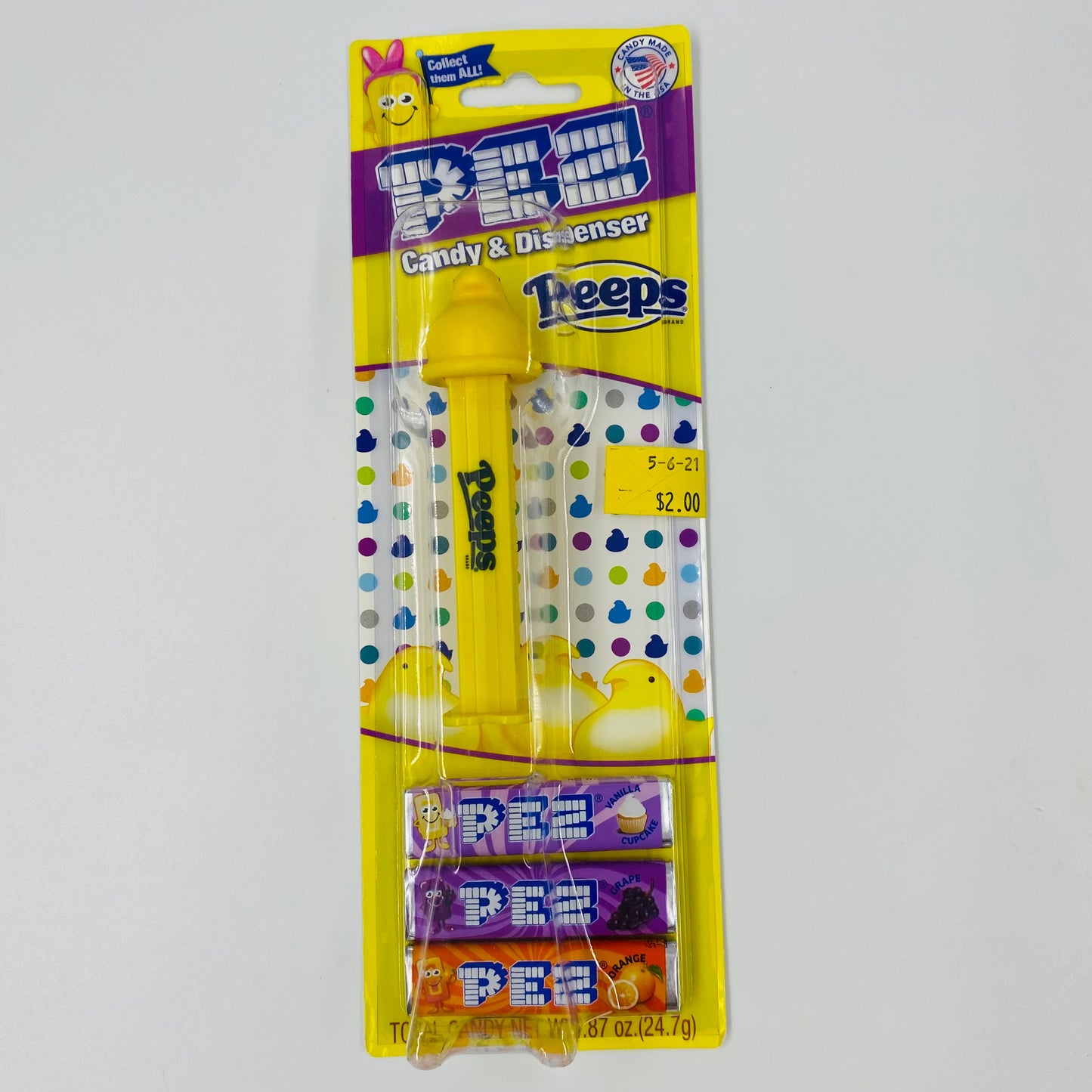 Easter Peeps Yellow Chick PEZ dispenser (2021) carded 7.5 Hungary