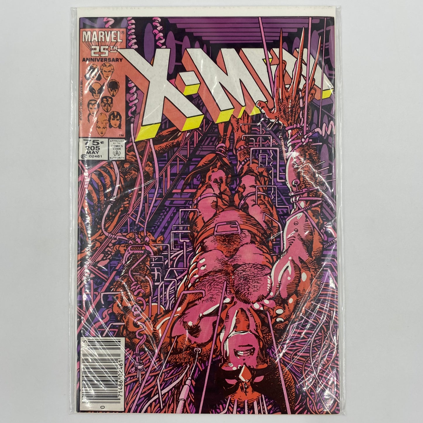 Uncanny X-Men #205 newsstand edition “Wounded Wolf” (1986) Marvel (VF)