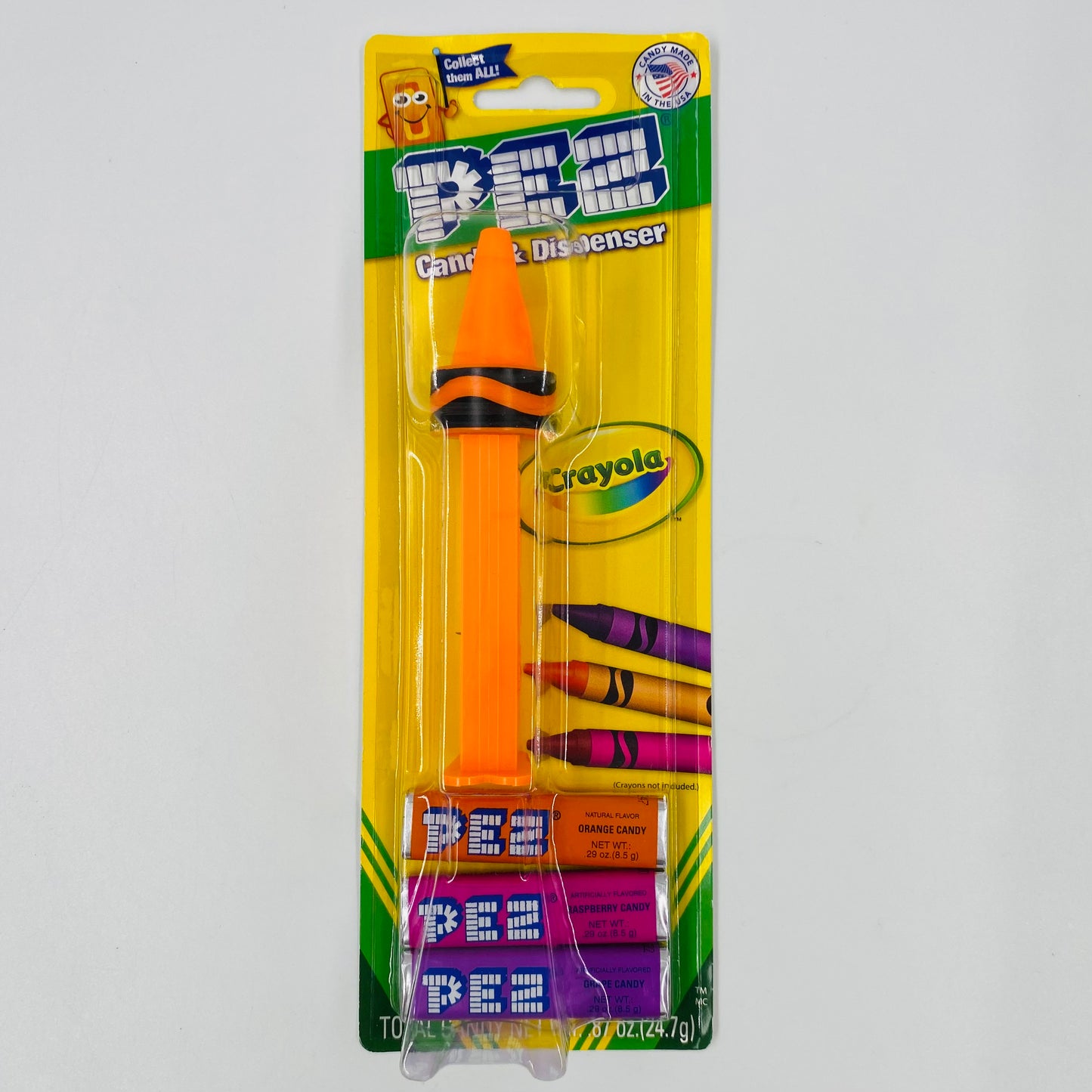 Crayola Outrageous Orange crayon PEZ dispenser (2018) carded 7.5 China