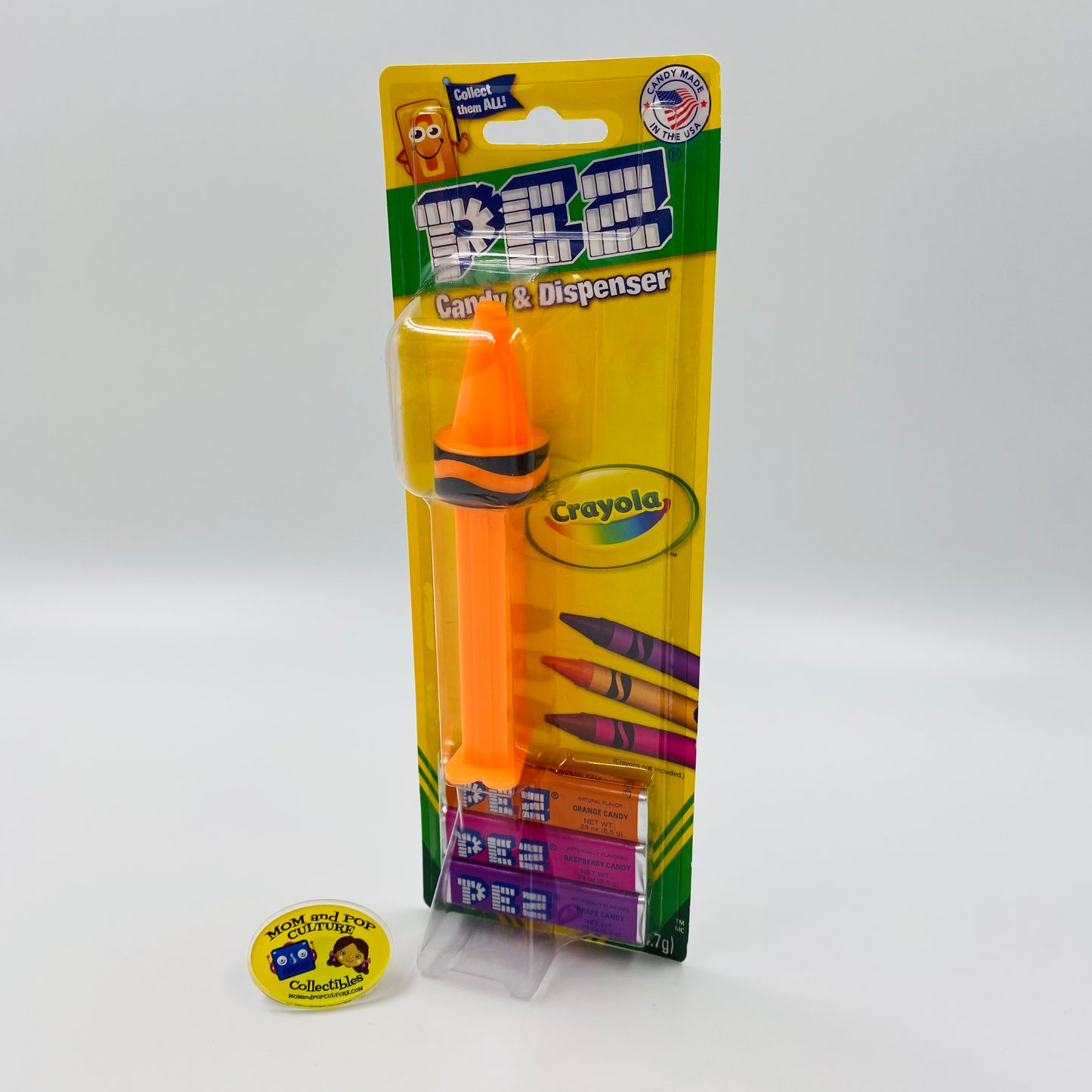 Crayola Outrageous Orange crayon PEZ dispenser (2018) carded 7.5 China