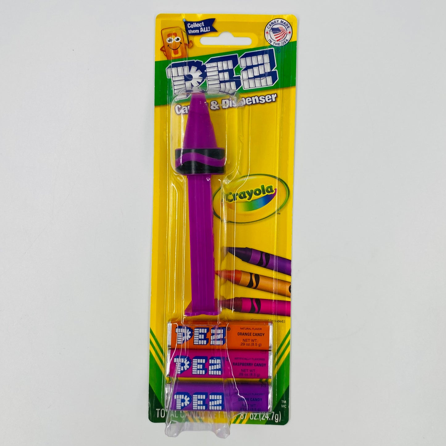 Crayola Vivid Violet crayon PEZ dispenser (2018) carded 7.5 China