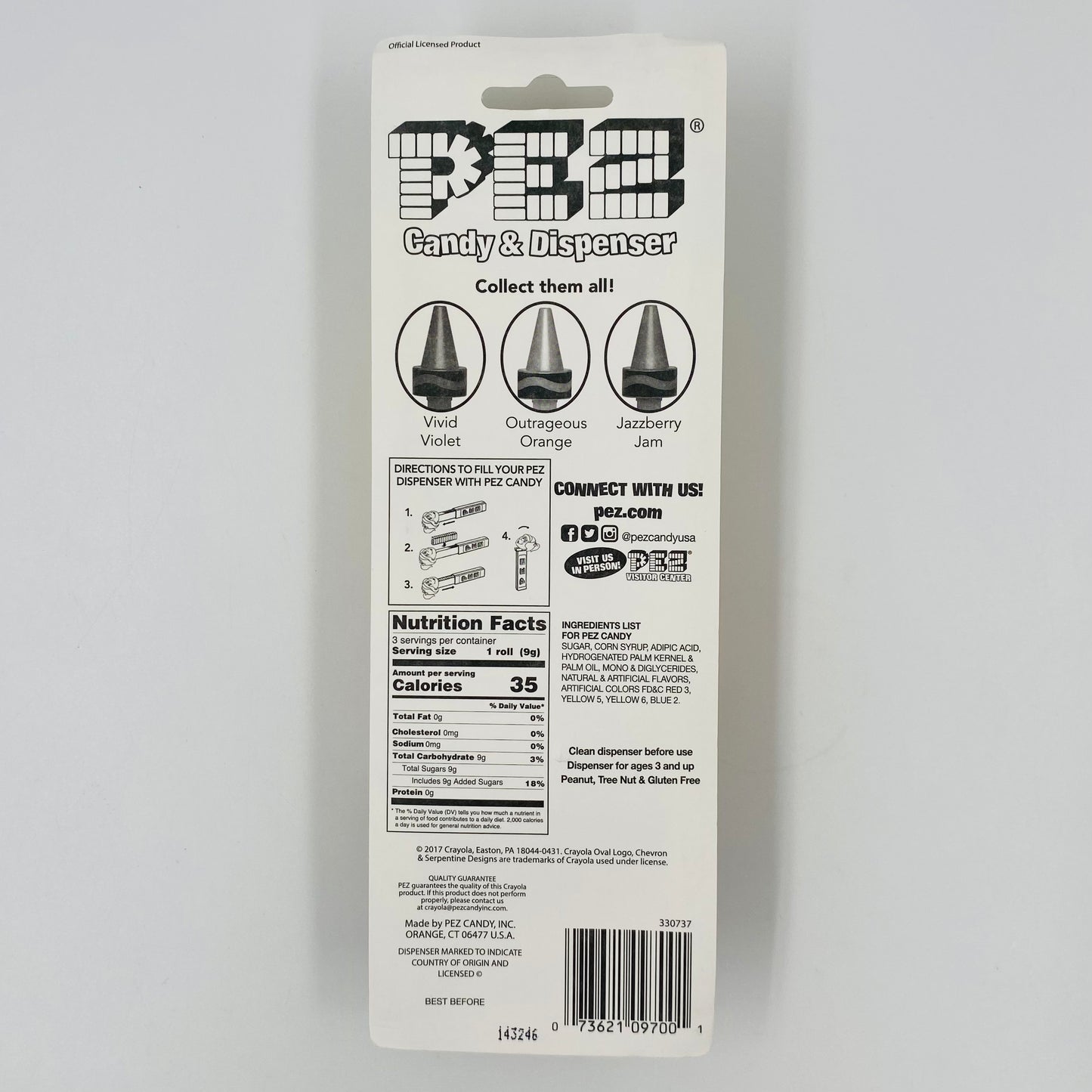 Crayola Vivid Violet crayon PEZ dispenser (2018) carded 7.5 China