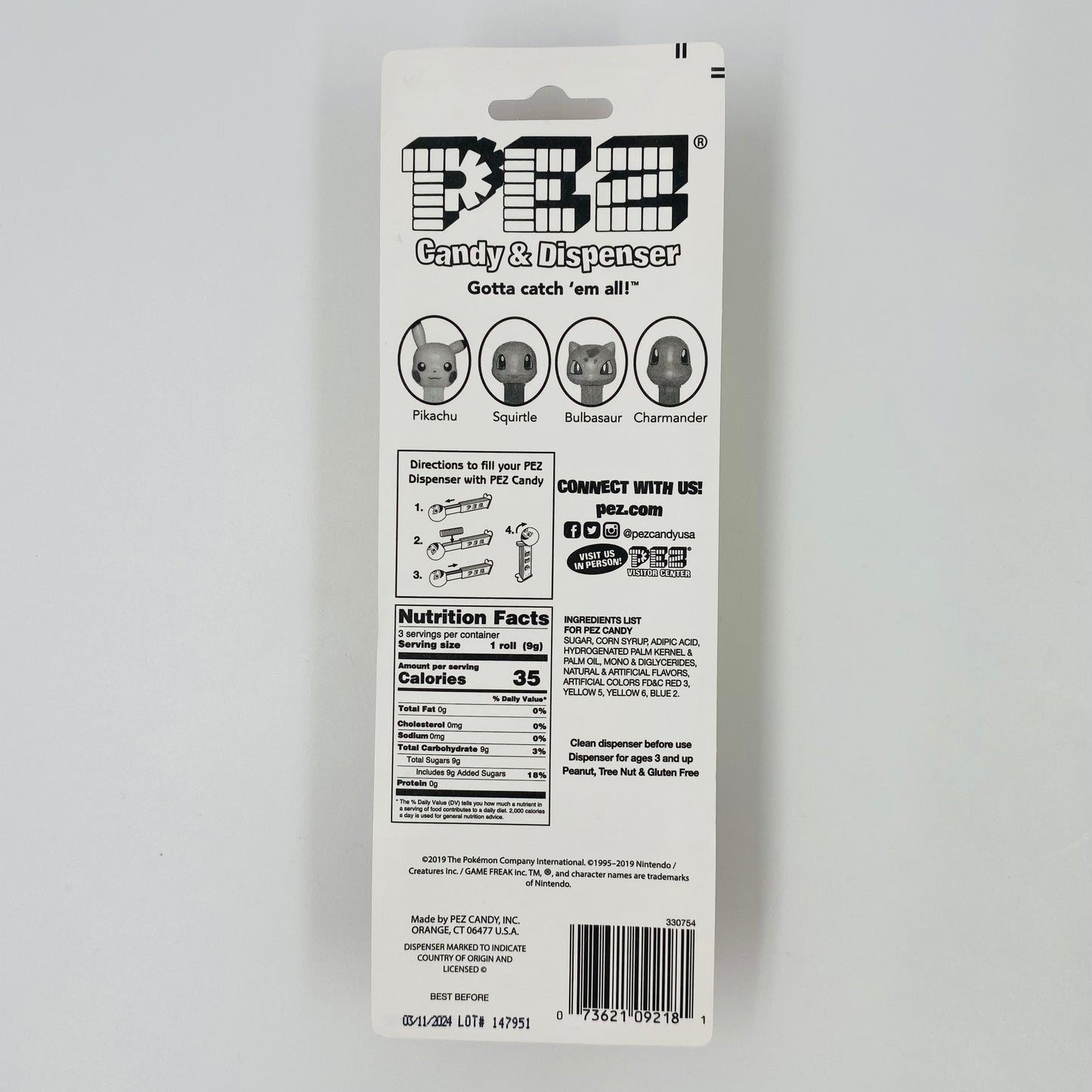 Pokemon Pikachu PEZ dispenser (2019) carded 7.5 China