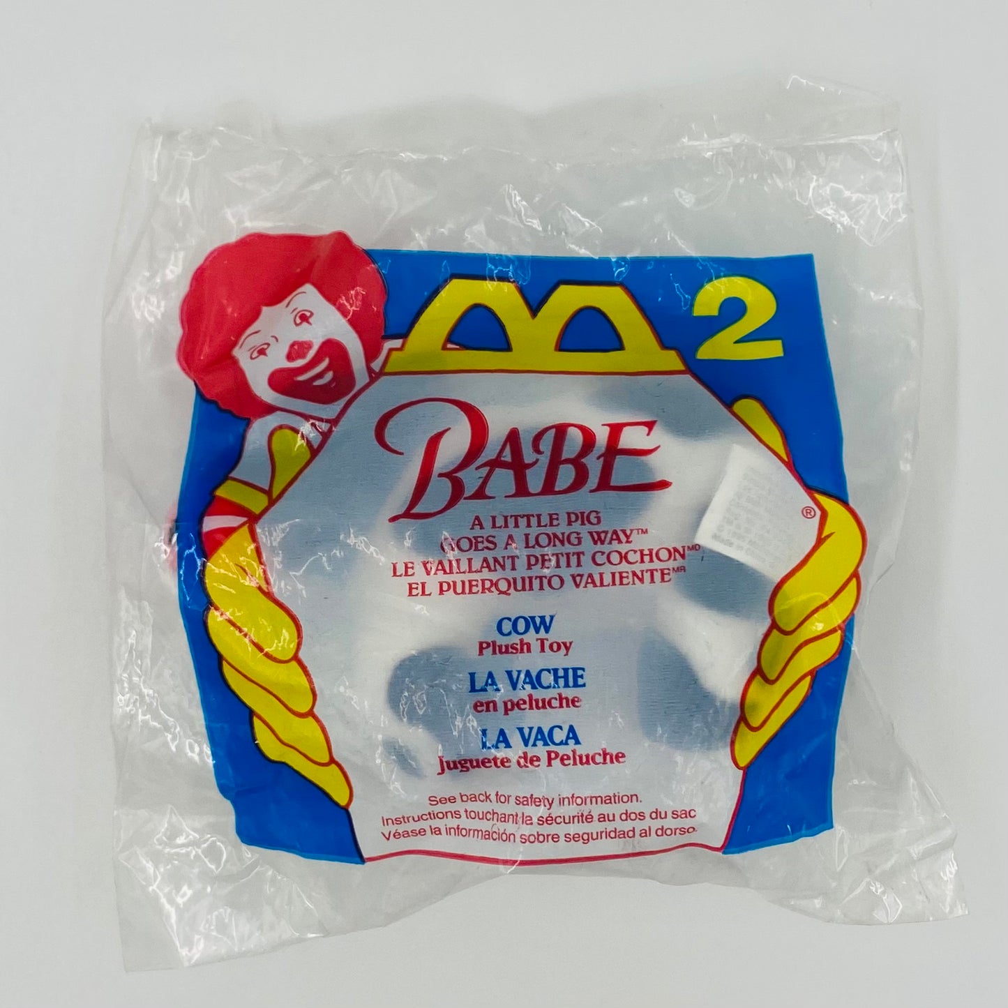 Babe A Little Pig Goes A Long Way Cow McDonald's Happy Meal plush toy (1996) bagged