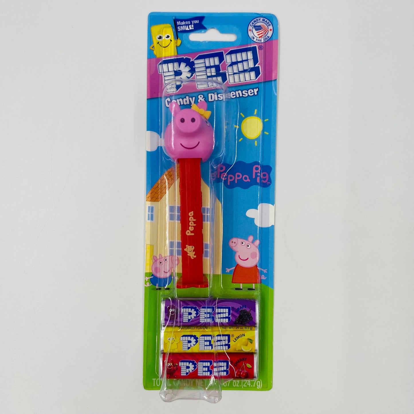 Peppa Pig teddy bear stem PEZ dispenser (2023) carded 7.5 Hungary