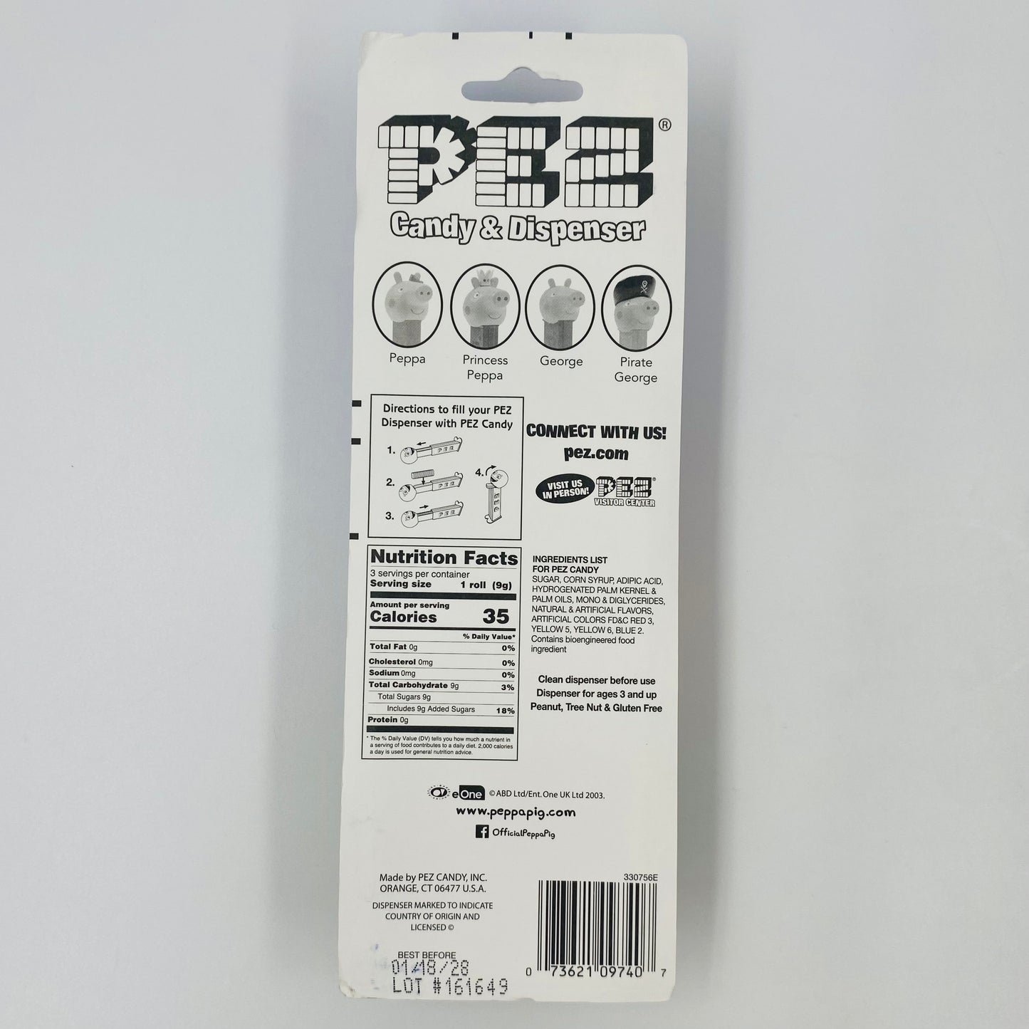 Peppa Pig teddy bear stem PEZ dispenser (2023) carded 7.5 Hungary