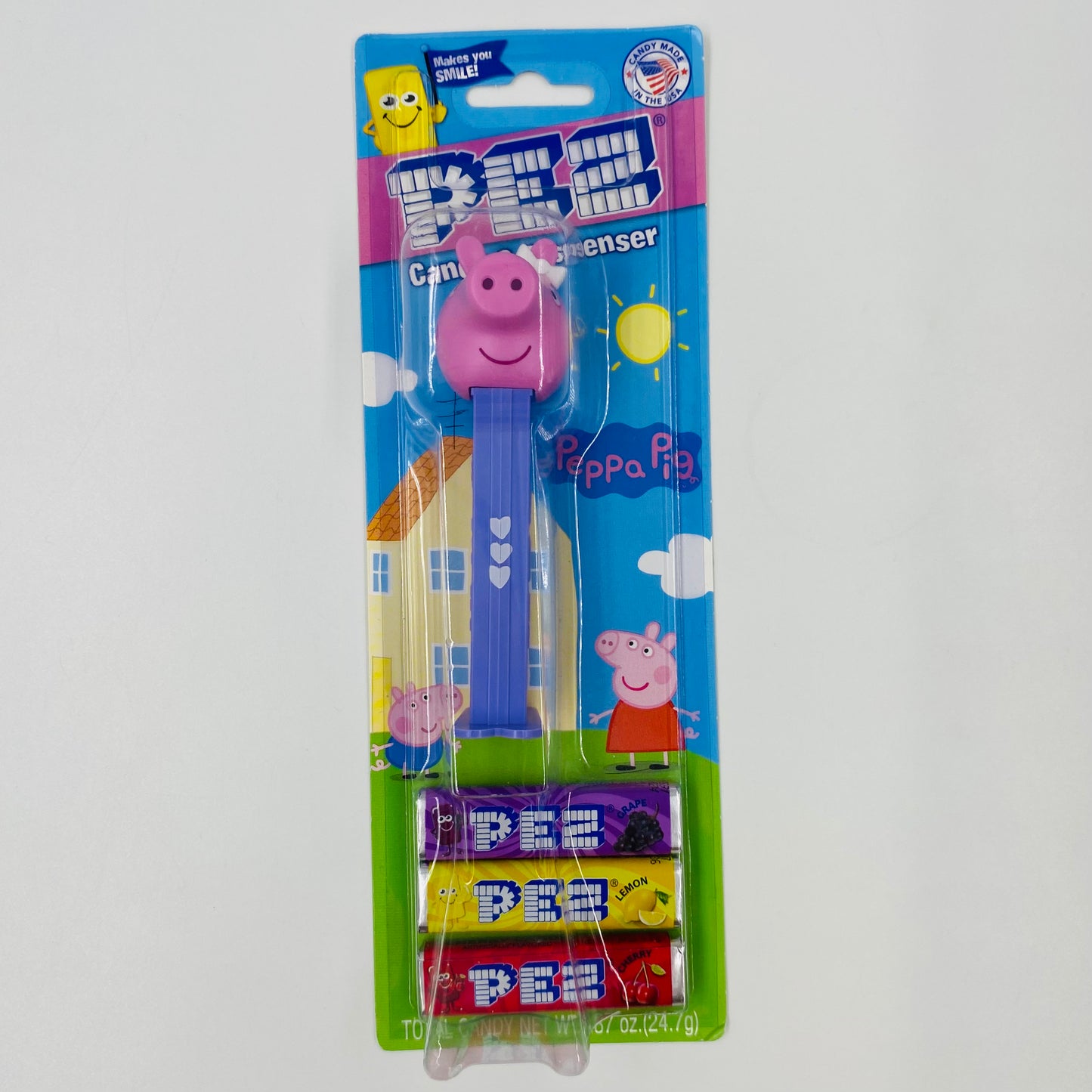Peppa Pig hearts stem PEZ dispenser (2023) carded 7.5 Hungary