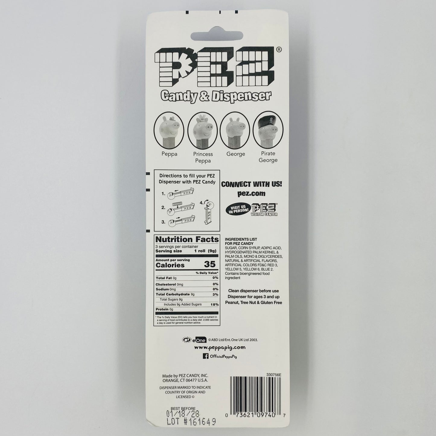 Peppa Pig hearts stem PEZ dispenser (2023) carded 7.5 Hungary