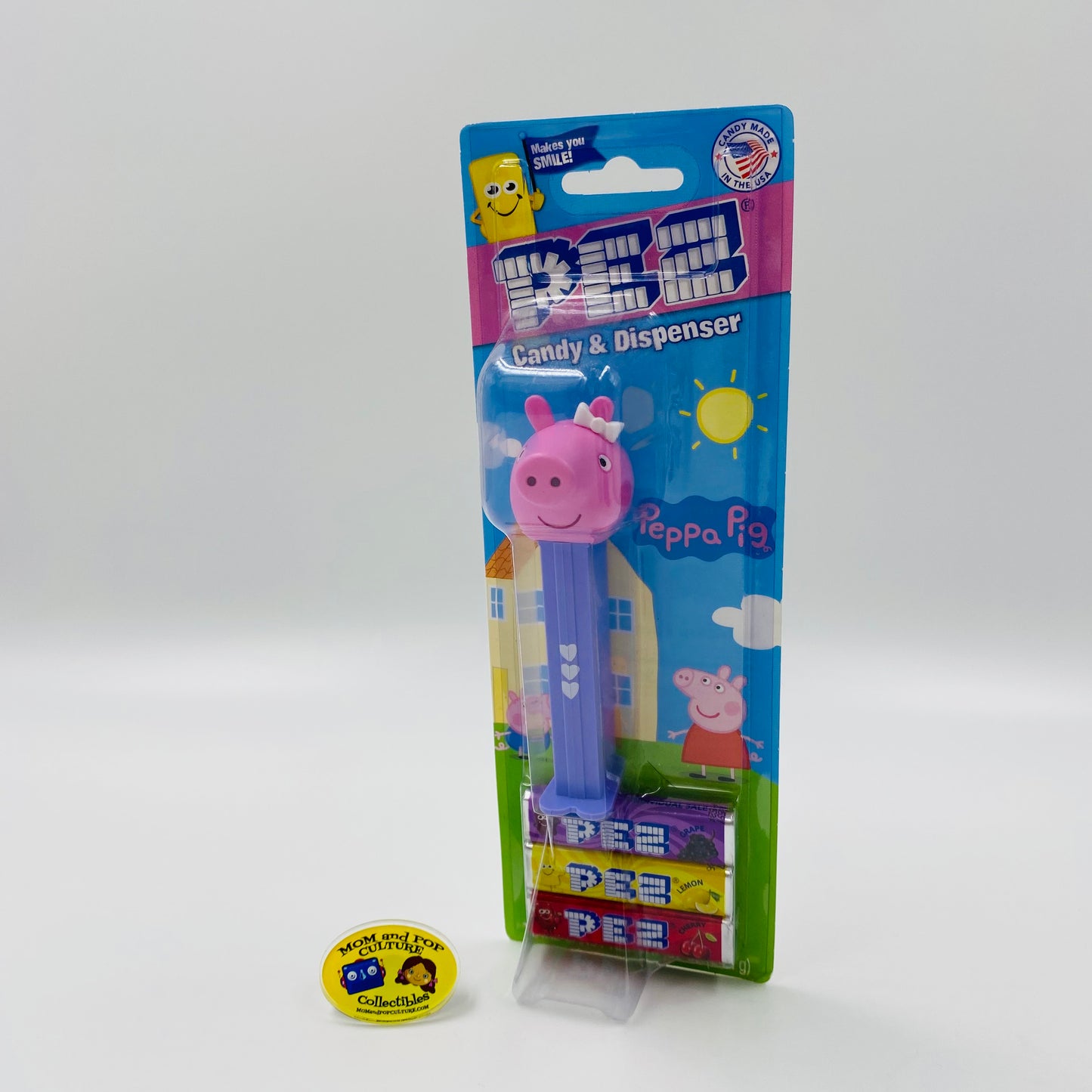 Peppa Pig hearts stem PEZ dispenser (2023) carded 7.5 Hungary