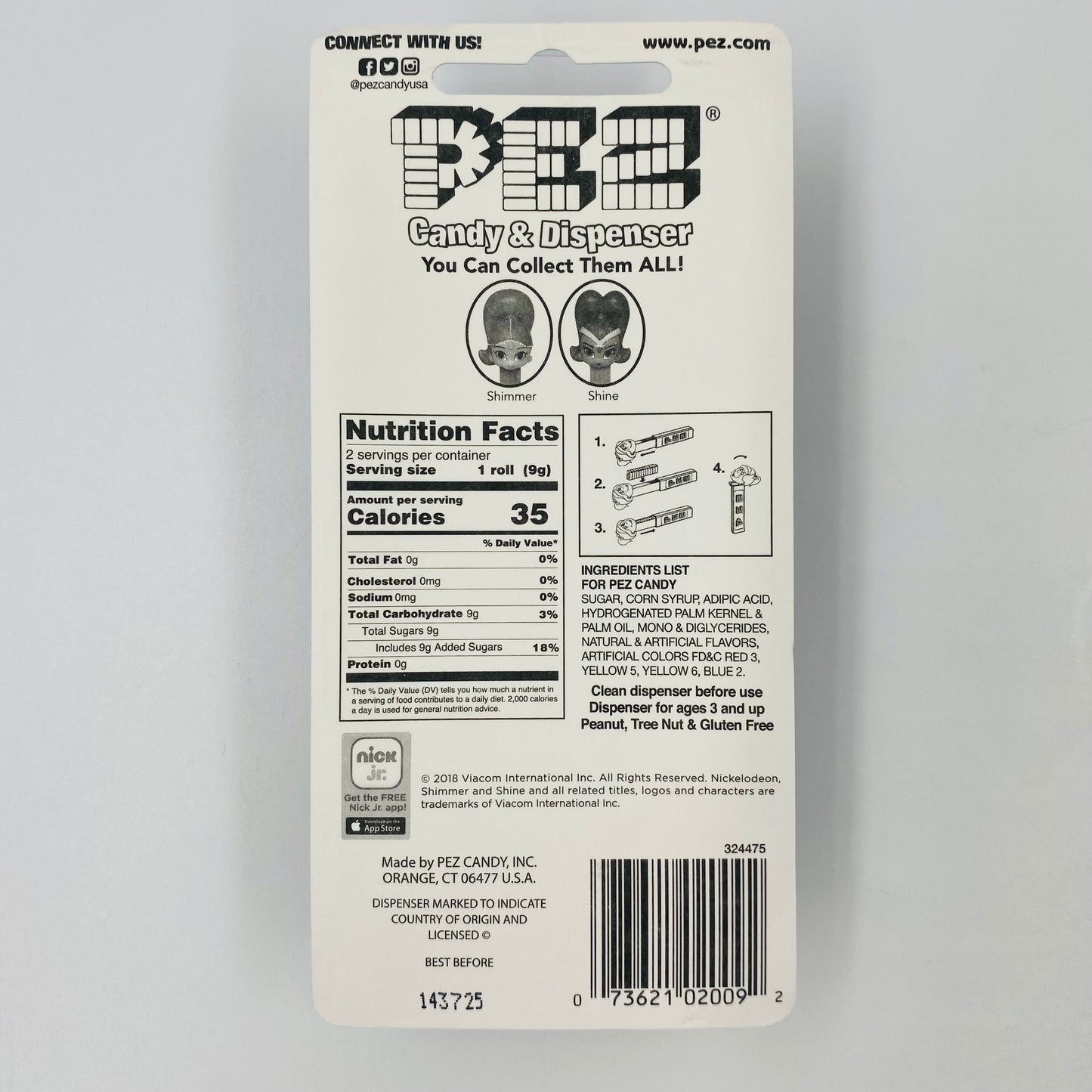 Shimmer and Shine PEZ dispensers (2018) short card 7.5 China