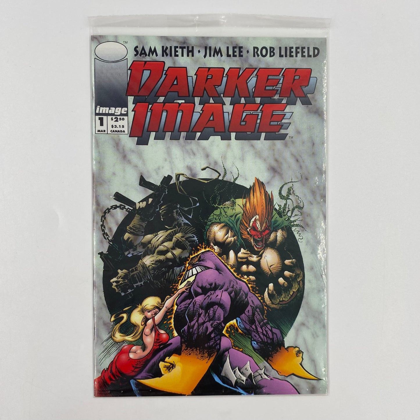 Darker Image #1 polybagged with The Maxx trading card (1993) Image