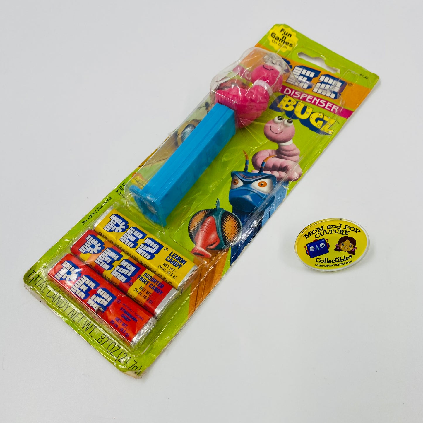 Bugz Clumsy Worm PEZ dispenser (2000) carded 4.9 Hungary