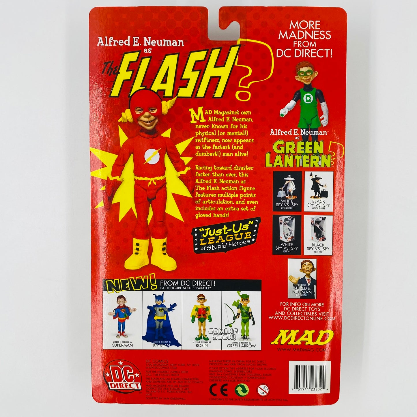 Mad Magazine “Just-Us” League of Stupid Heroes Alfred E Neuman as the Flash carded action figure (1998) DC Direct