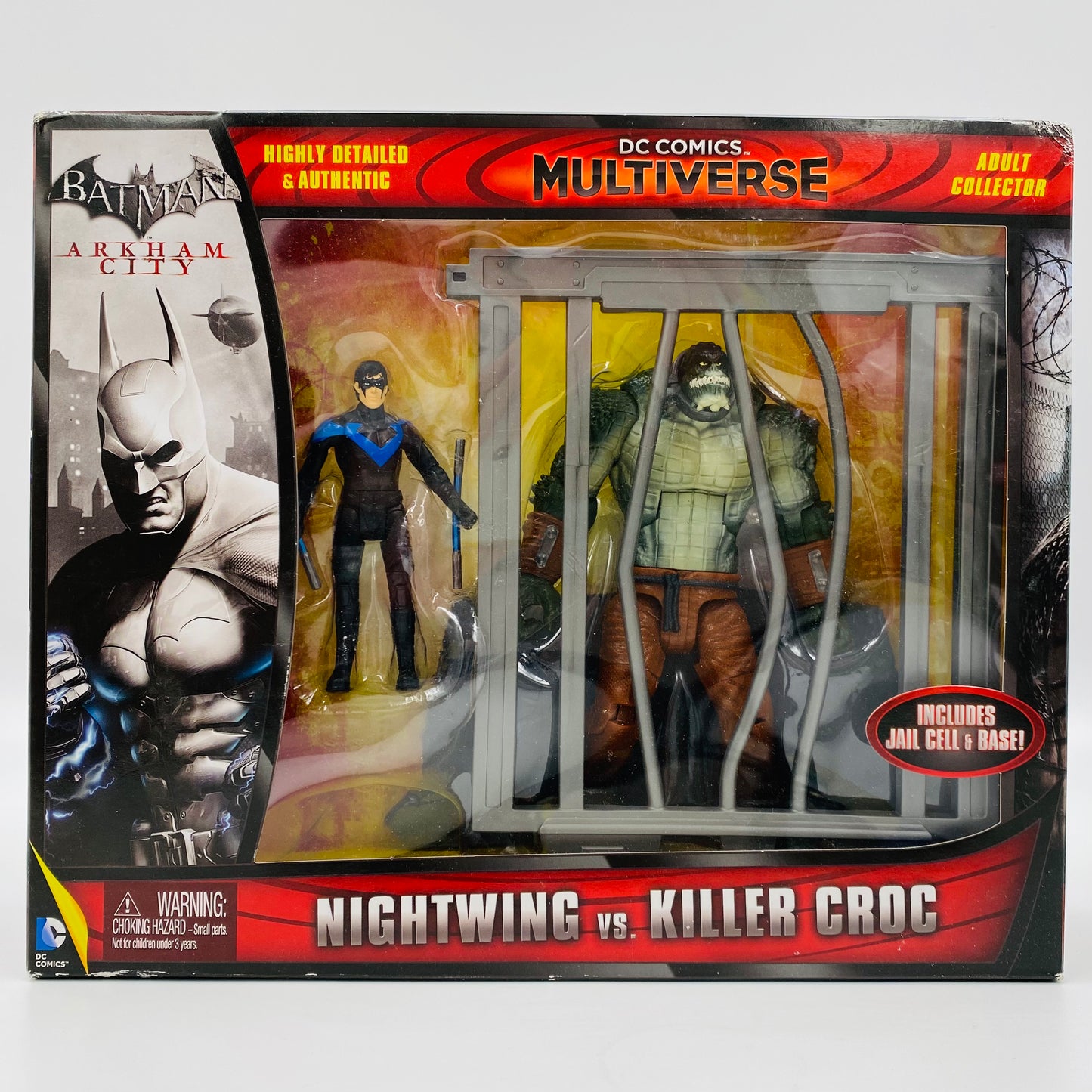 DC Comics Multiverse Batman Arkham City Nightwing VS Killer Croc boxed action figures (2014) Mattel