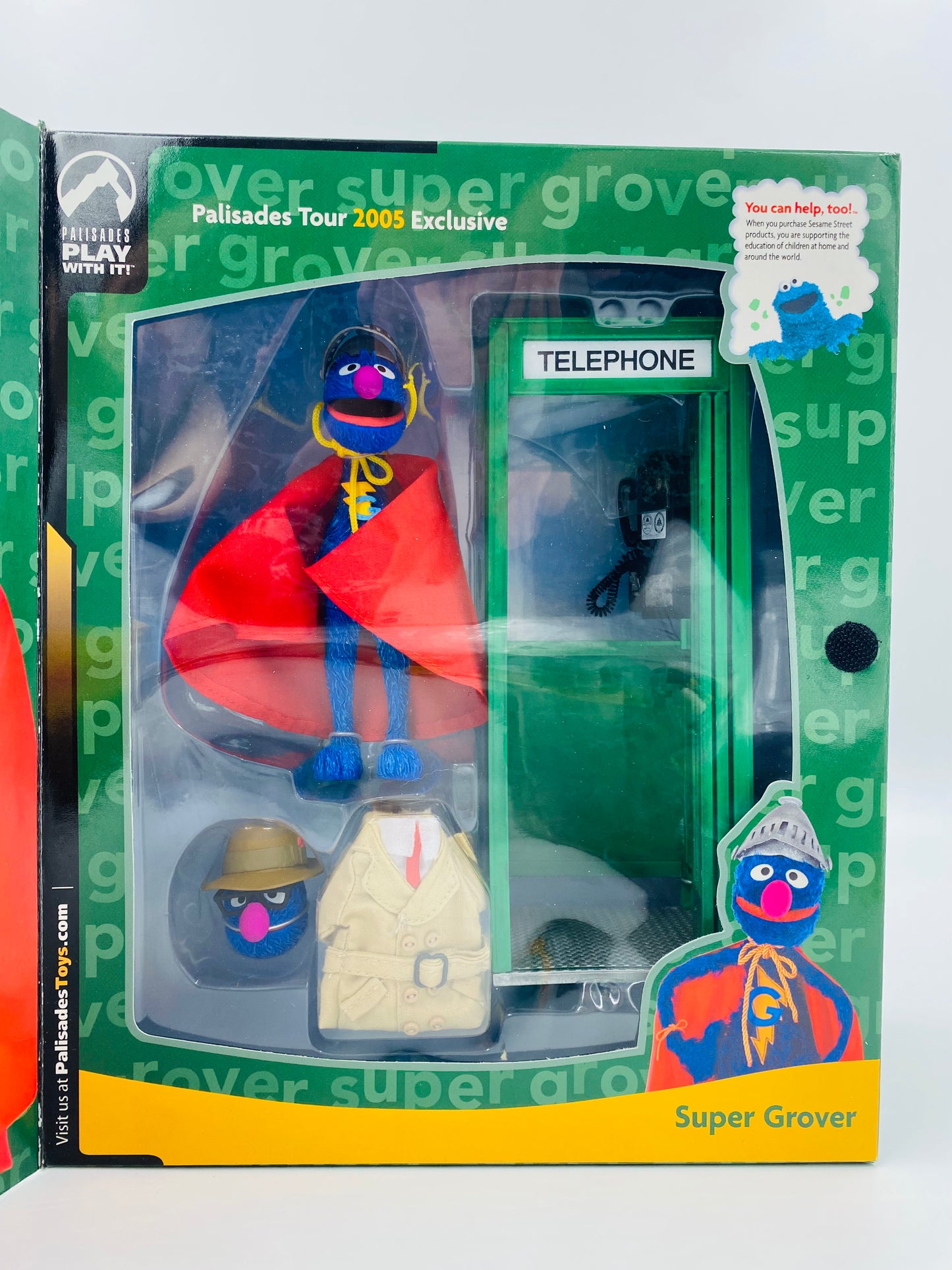 Sesame Street Super Grover boxed 6” action figure (2005) Palisades