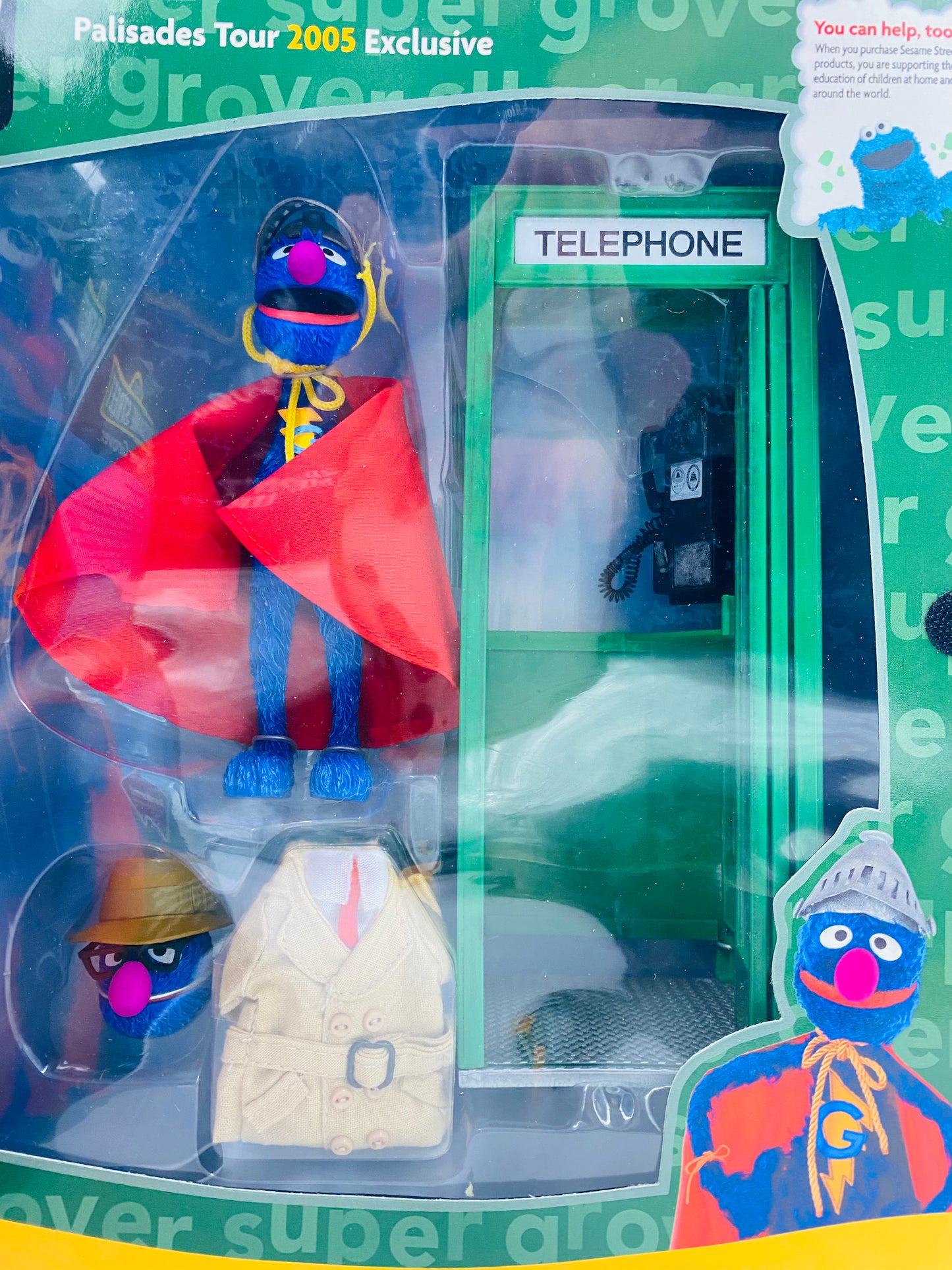 Sesame Street Super Grover boxed 6” action figure (2005) Palisades