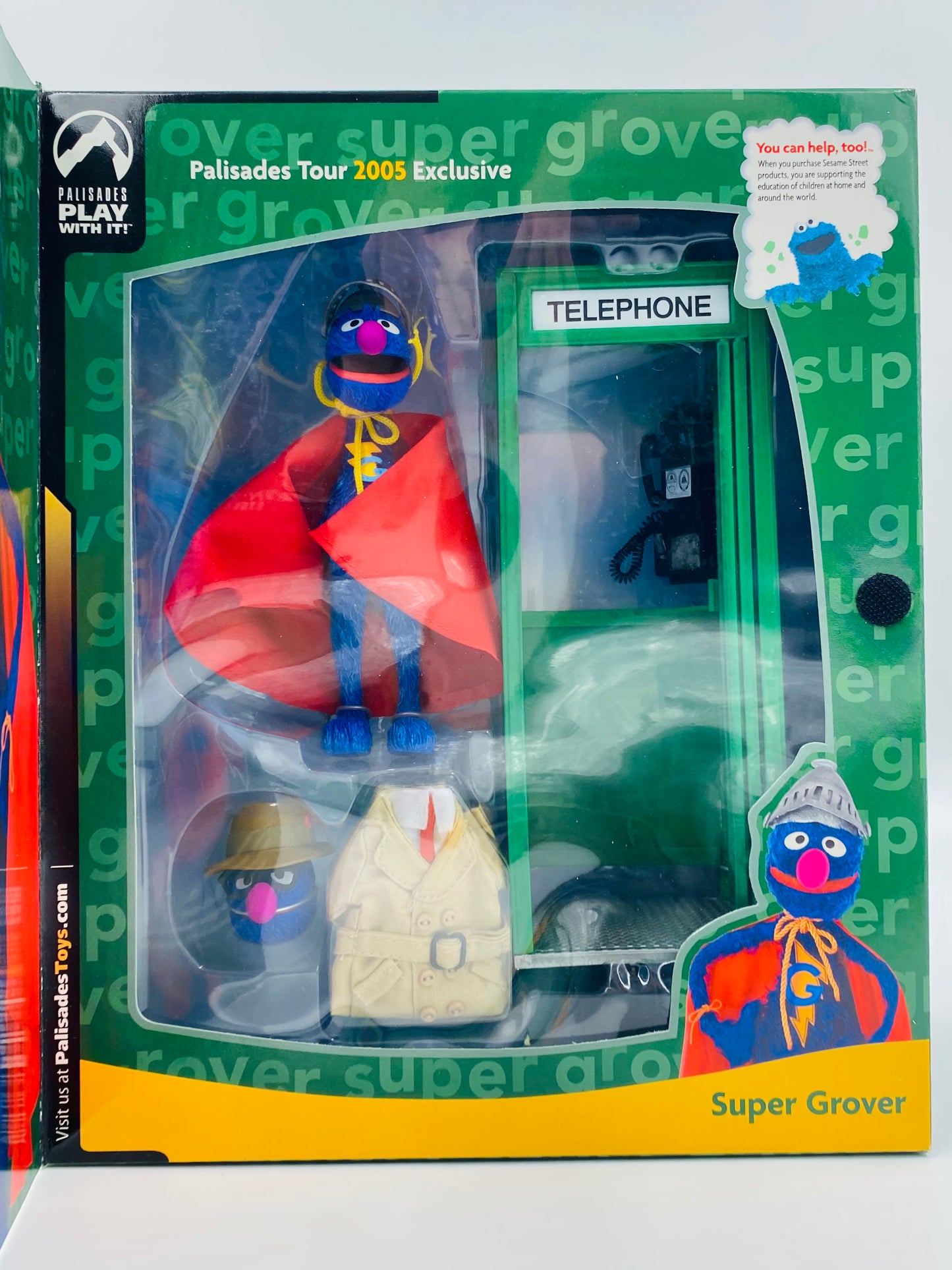 Sesame Street Super Grover boxed 6” action figure (2005) Palisades