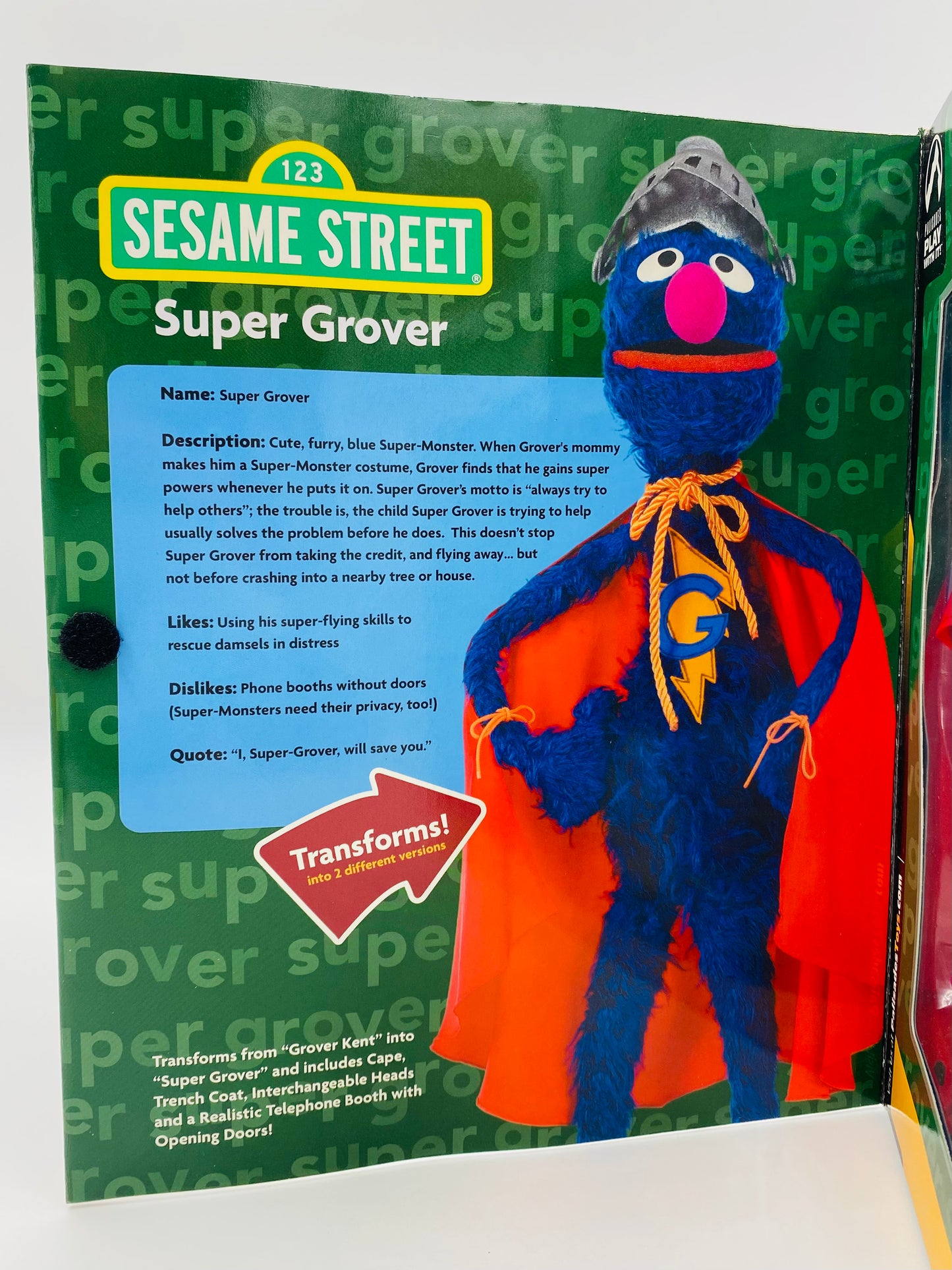 Sesame Street Super Grover boxed 6” action figure (2005) Palisades