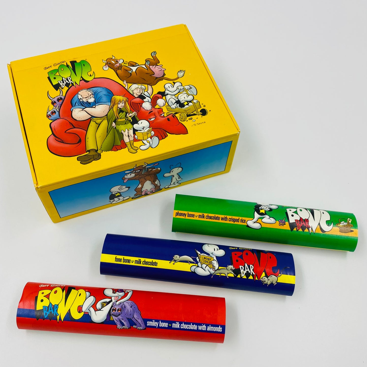 Jeff Smith’s Bone Bar candy bar box with empty wrappers (1998) Kitchen Sink Press