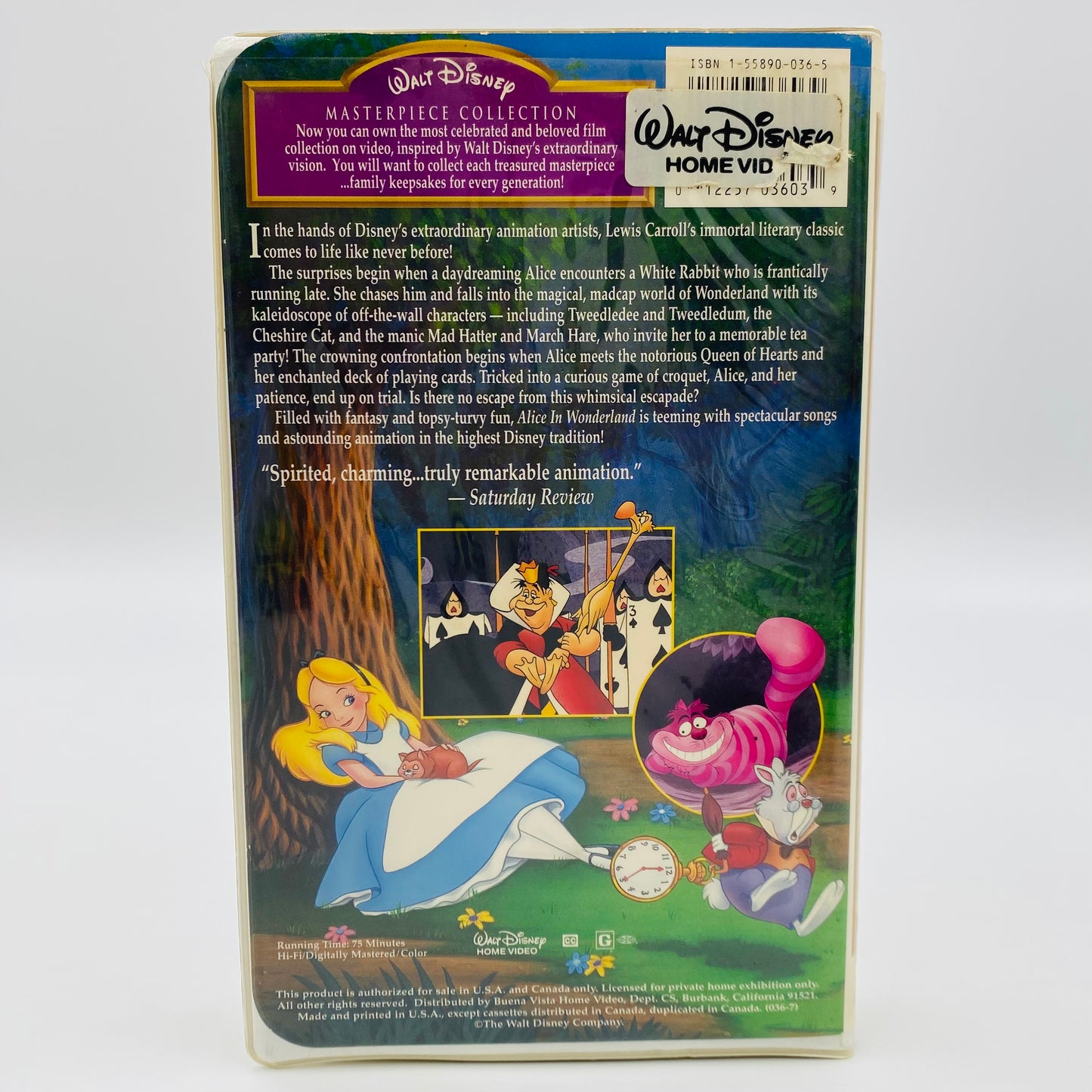 Alice in Wonderland Masterpiece Collection VHS tape (1994) Walt Disney Home Video