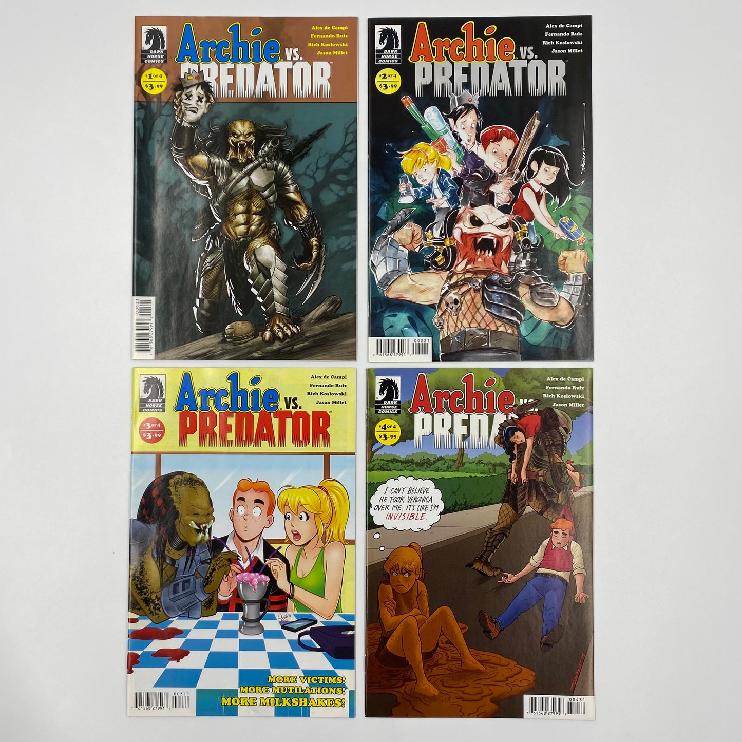 Archie VS Predator #1-4 (2015) Dark Horse (FN-, VF-, FN, FN-)