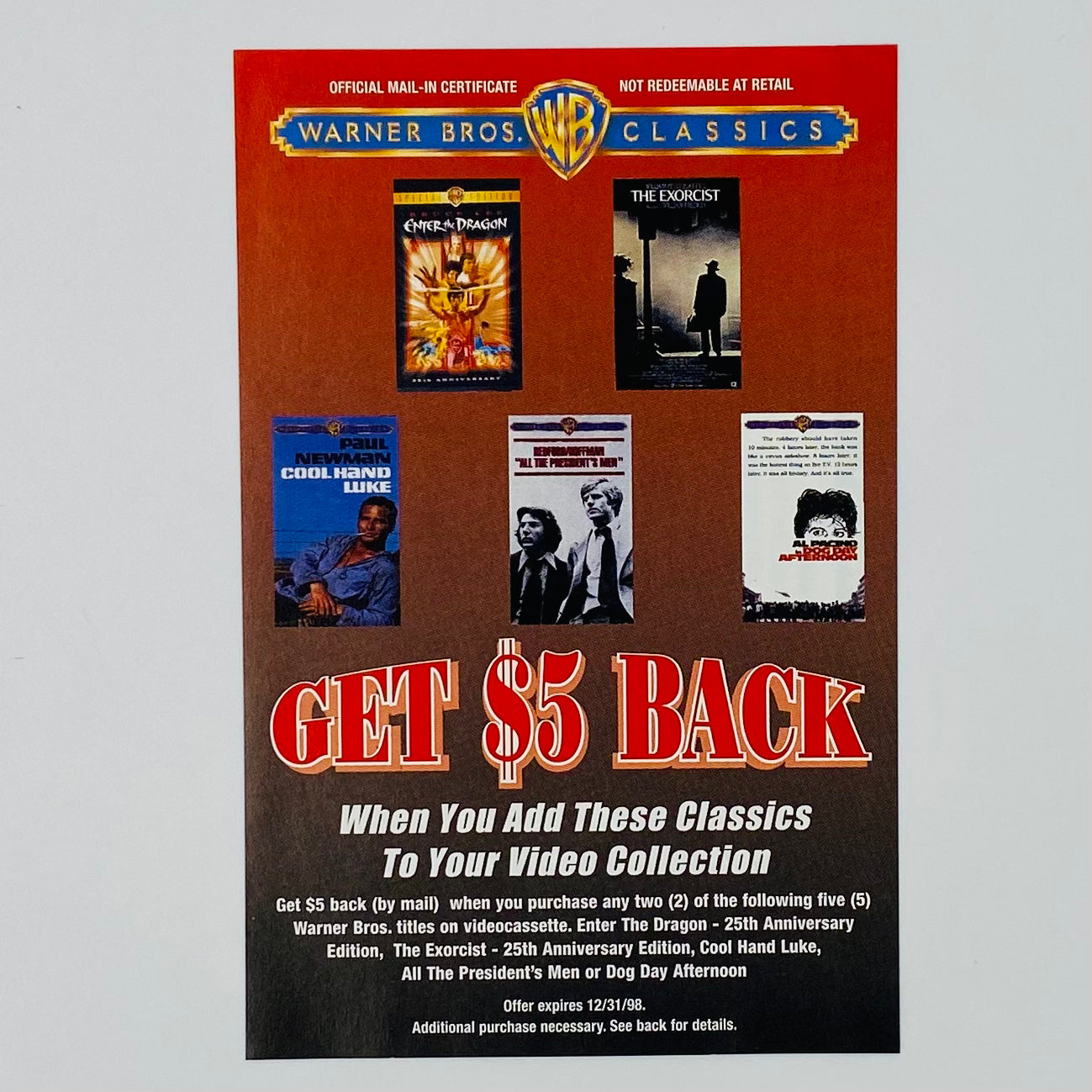 The Exorcist VHS tape (1998) Warner Brothers