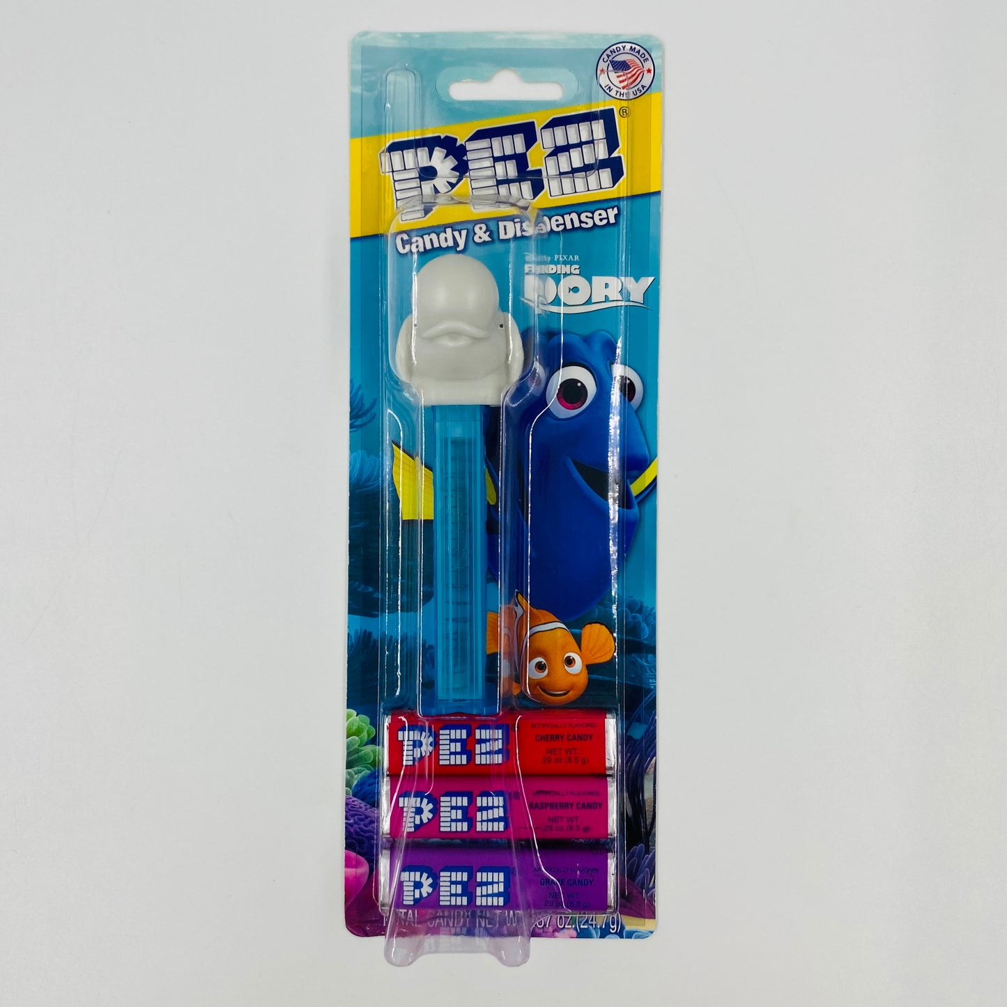 Finding Dory Bailey Beluga clear stem PEZ dispenser (2016) carded 7.5 China