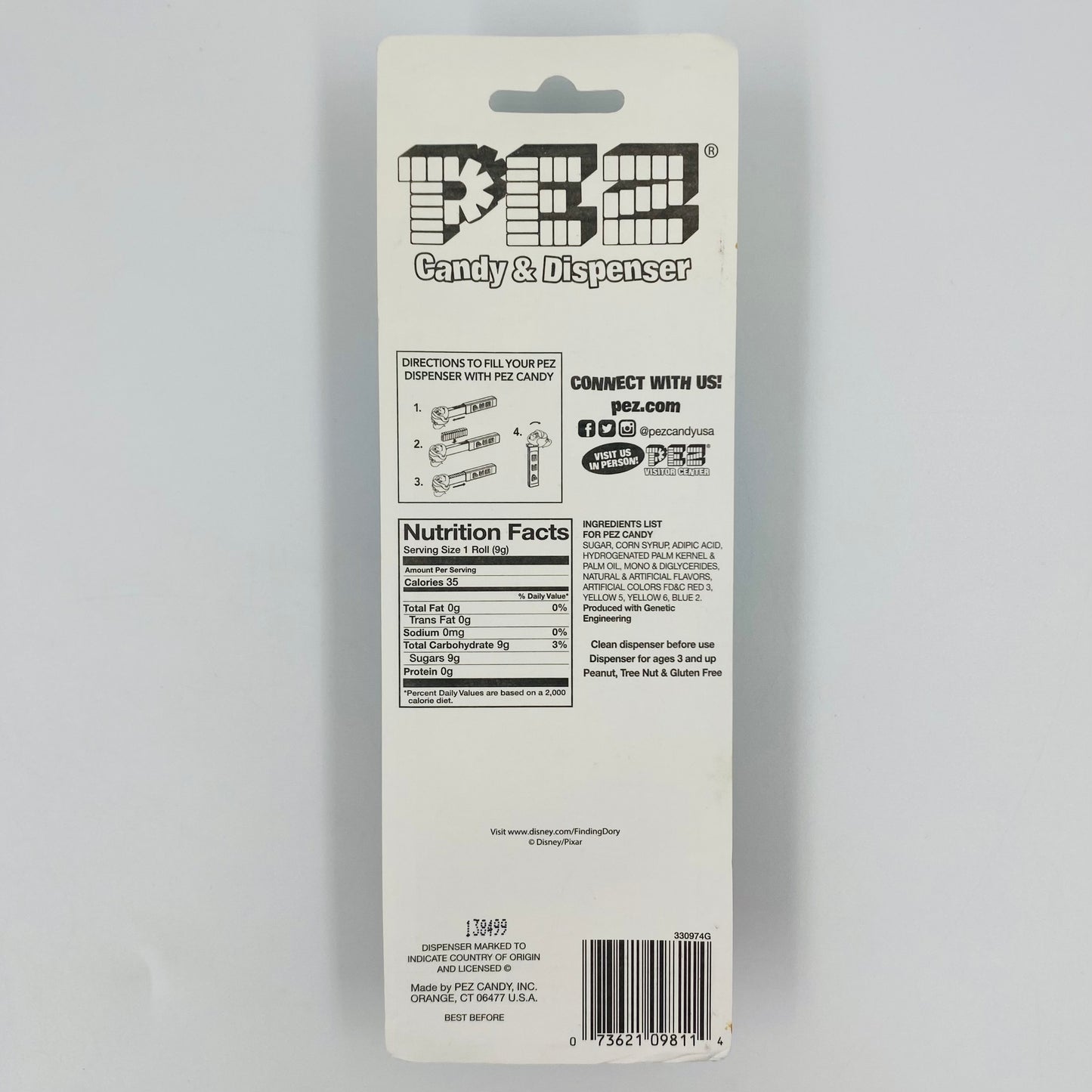 Finding Dory Bailey Beluga clear stem PEZ dispenser (2016) carded 7.5 China