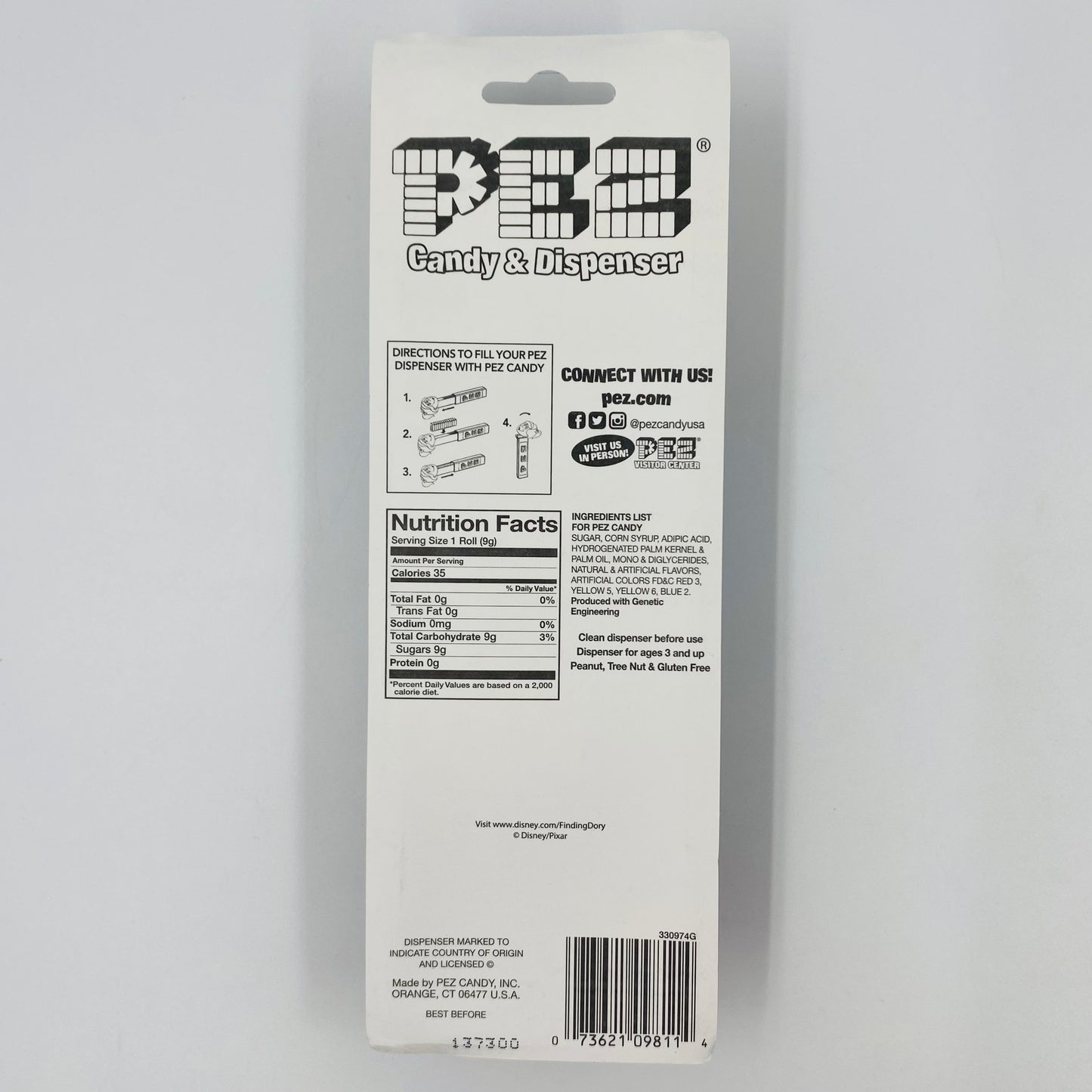 Finding Dory Nemo clear stem PEZ dispenser (2016) carded 7.5 China