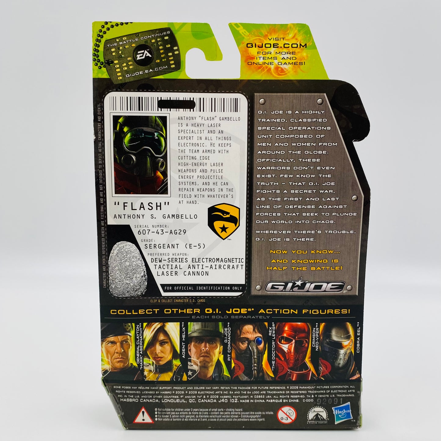 G.I. Joe The Rise of Cobra Anthony "Flash" Gambello (v3) carded 3.75” action figure (2009) Hasbro