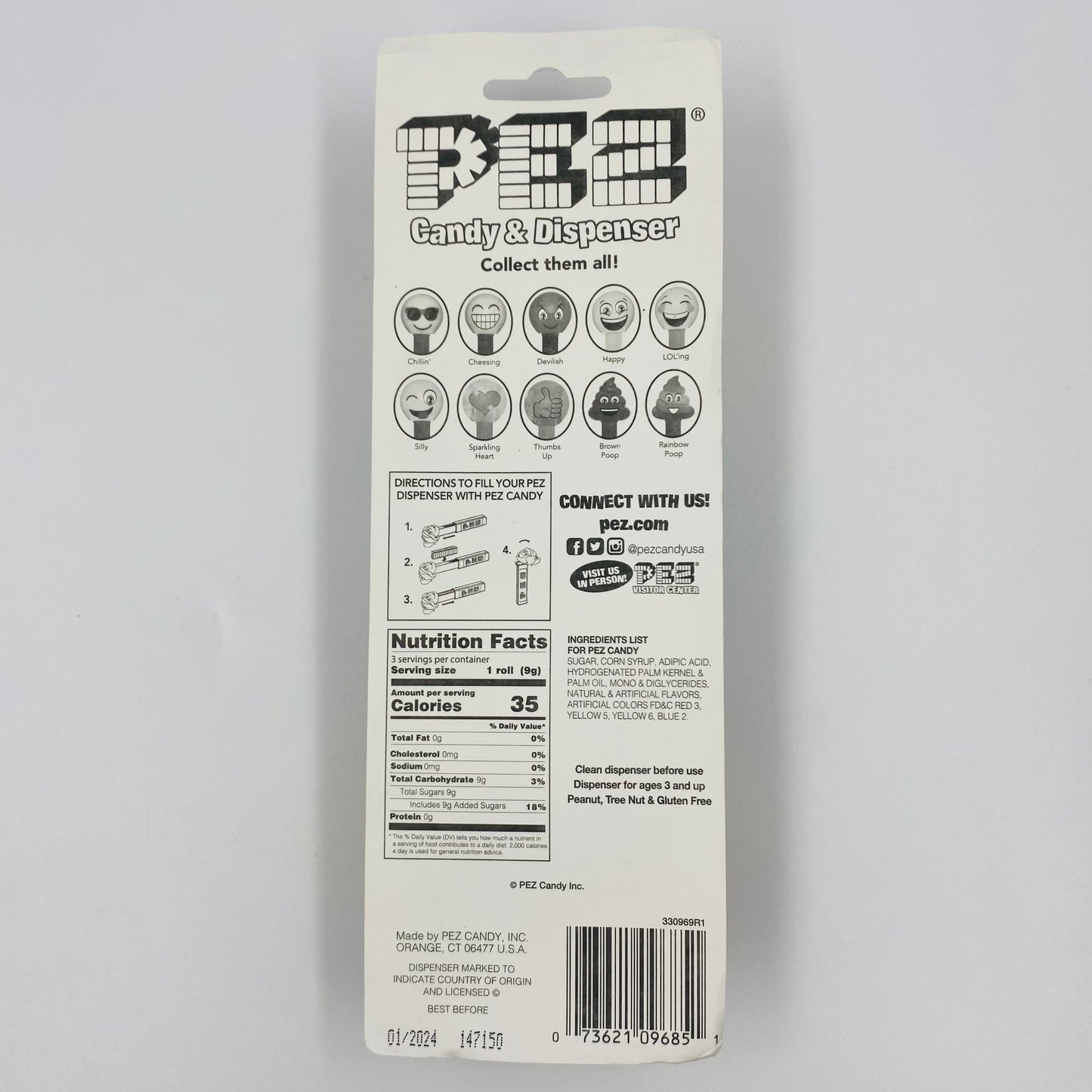 PEZemojis Surprised PEZ dispenser (2017) carded 7.5 Hungary