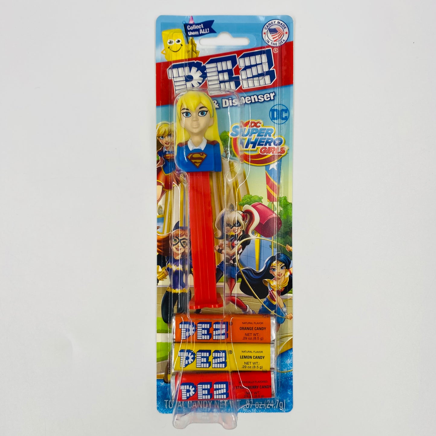 DC Super Hero Girls Supergirl PEZ dispenser (2017) carded 7.5 China