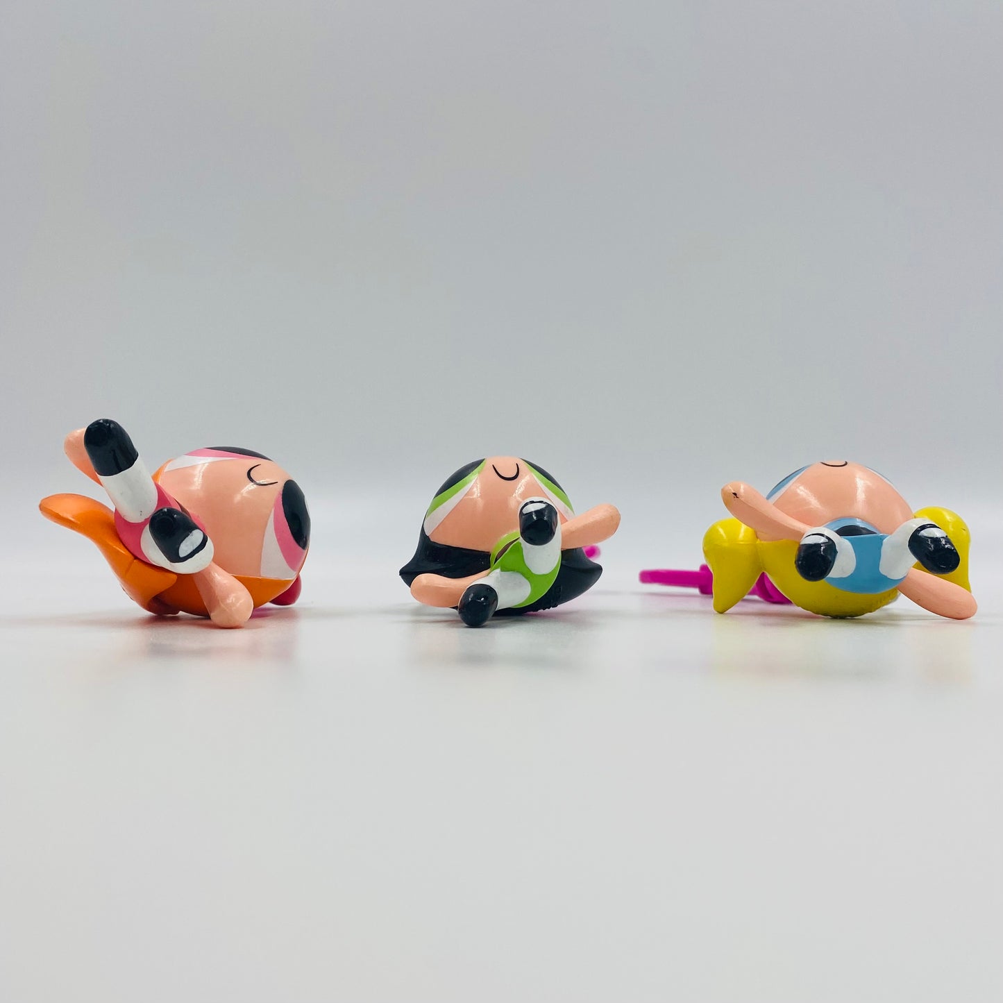 Powerpuff Girls keychain 3 piece 2.5" figurine set (2000) Applause