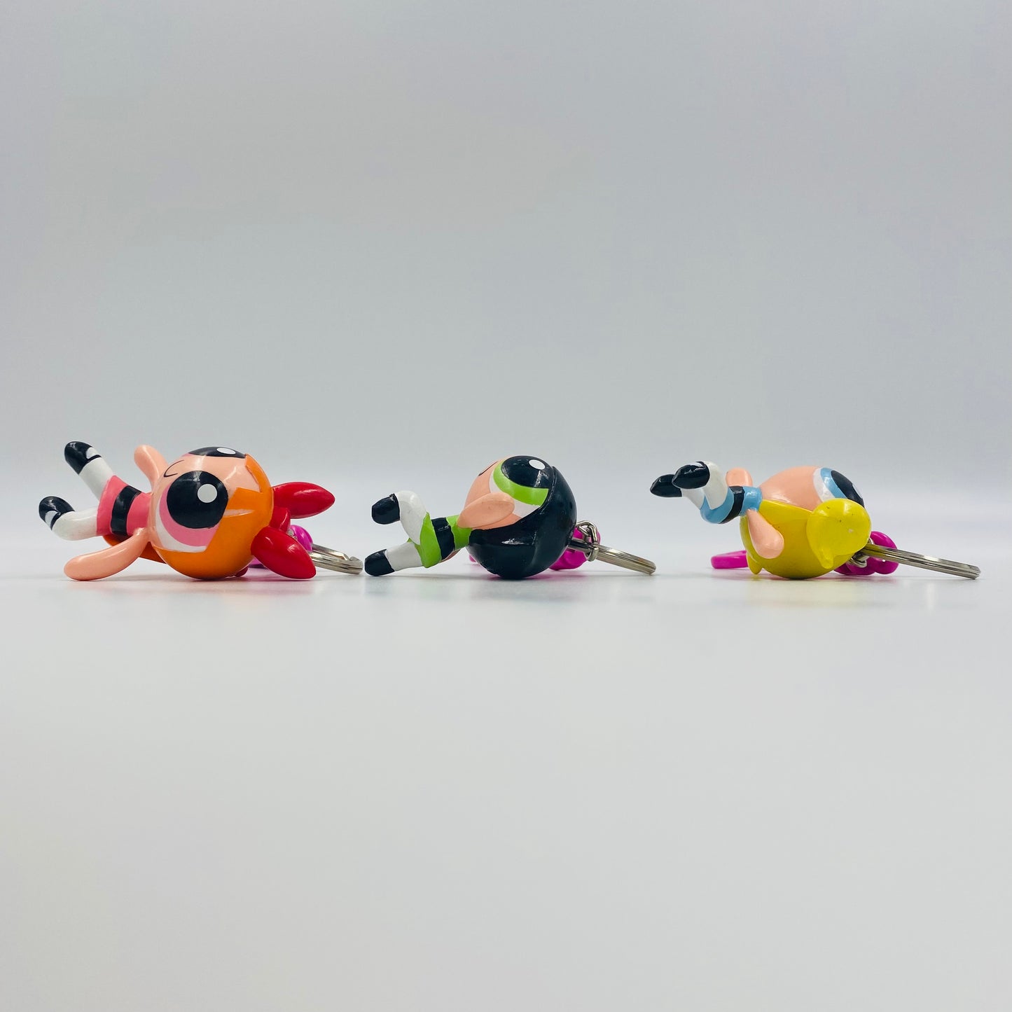 Powerpuff Girls keychain 3 piece 2.5" figurine set (2000) Applause