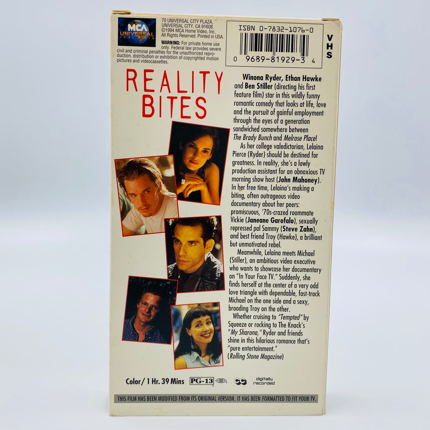 Reality Bites VHS tape (1994) MCA/Universal Home Video