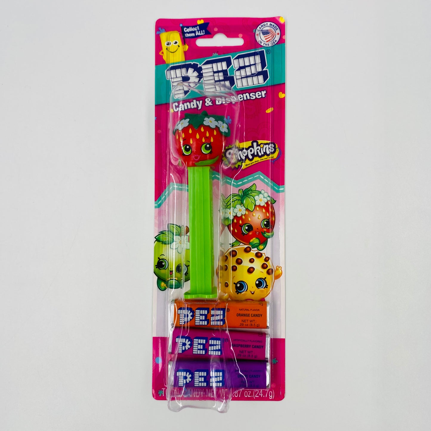 Shopkins Strawberry Kiss PEZ dispenser (2018) carded 7.5 China