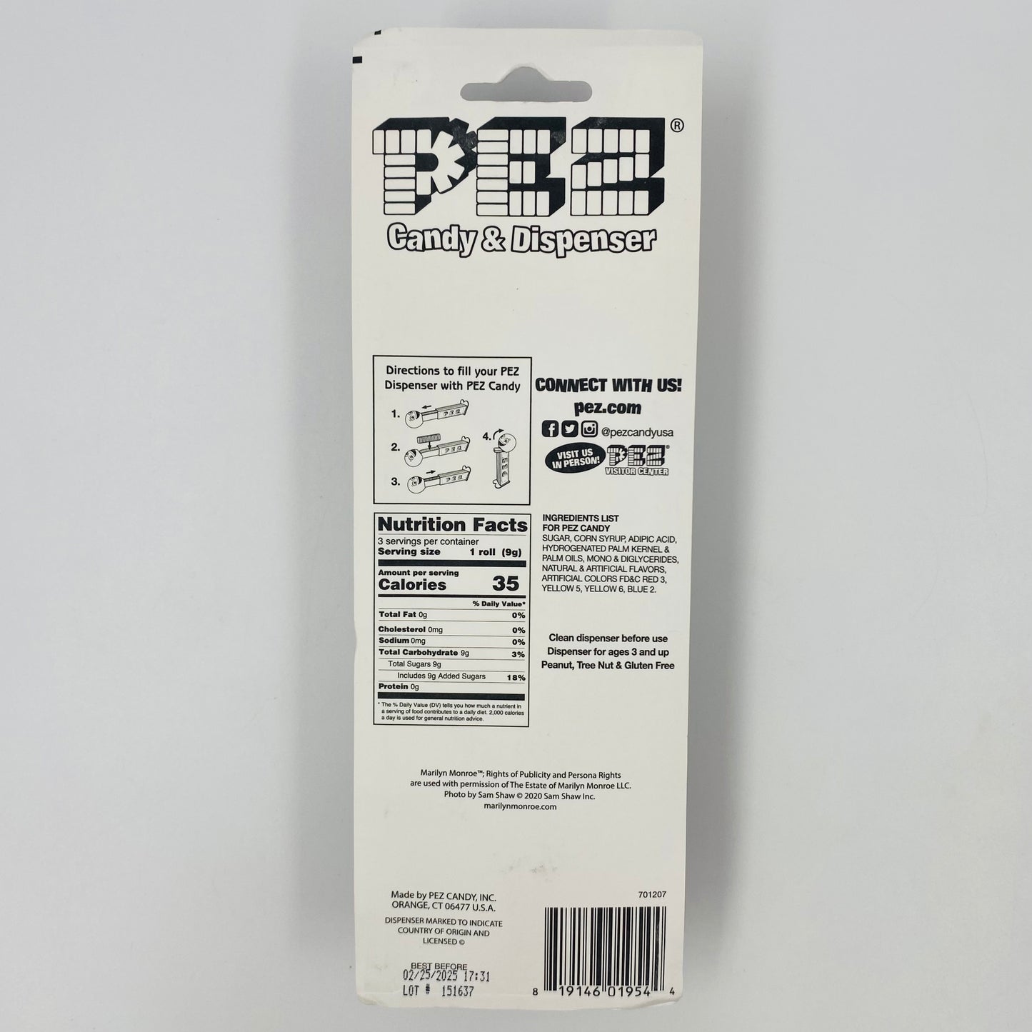 Marilyn Monroe PEZ dispenser (2020) carded 7.5 China