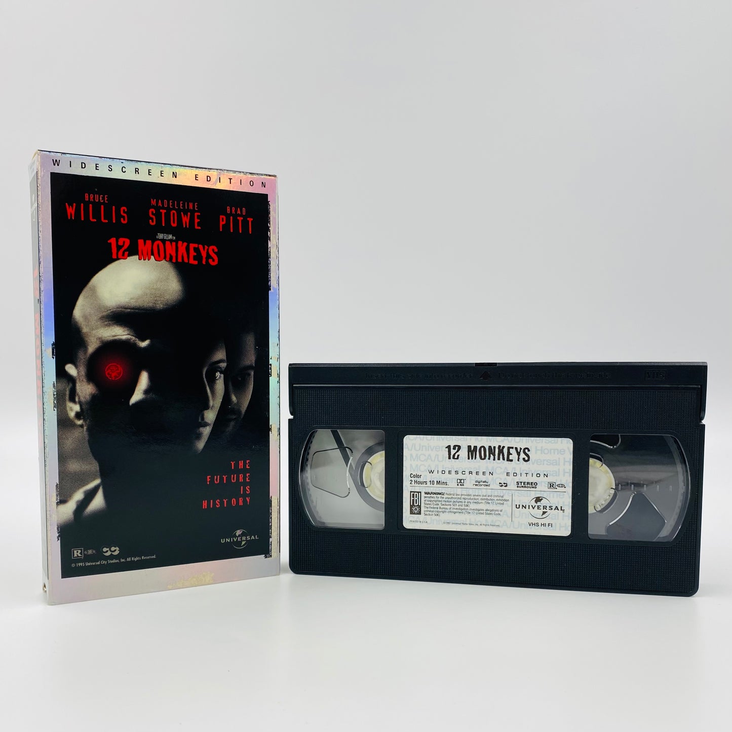 12 Monkeys widescreen edition VHS tape with window decal/sticker (1997) Universal