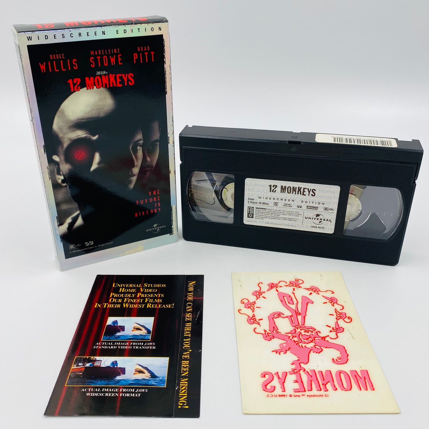 12 Monkeys widescreen edition VHS tape with window decal/sticker (1997) Universal