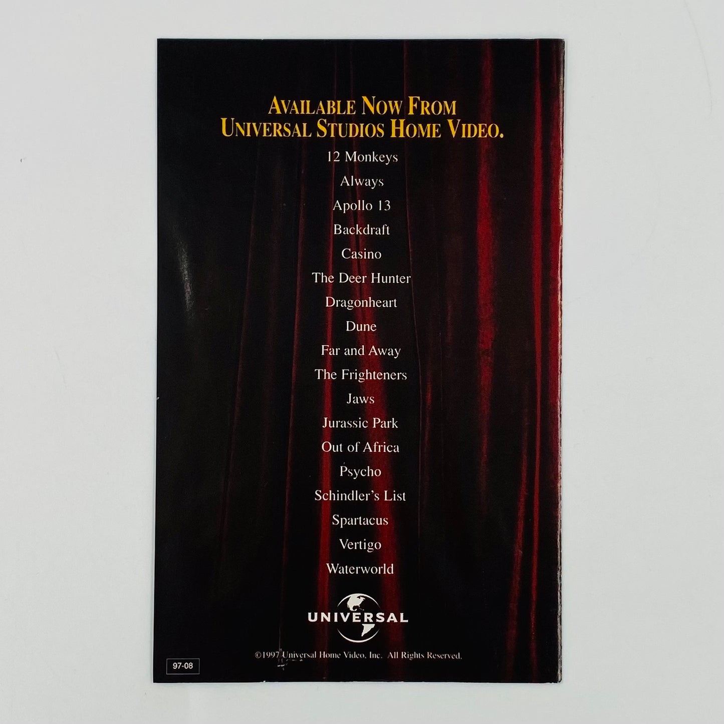 12 Monkeys widescreen edition VHS tape with window decal/sticker (1997) Universal